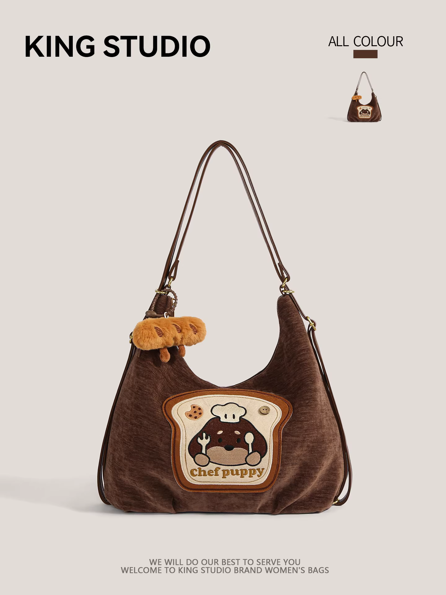 Túi tote hình chó con hoạt hình dễ thương dành cho nữ, mẫu mới 2025, phong cách Hàn Quốc thời thượng, balo đi học cỡ lớn, túi đeo vai dung tích lớn