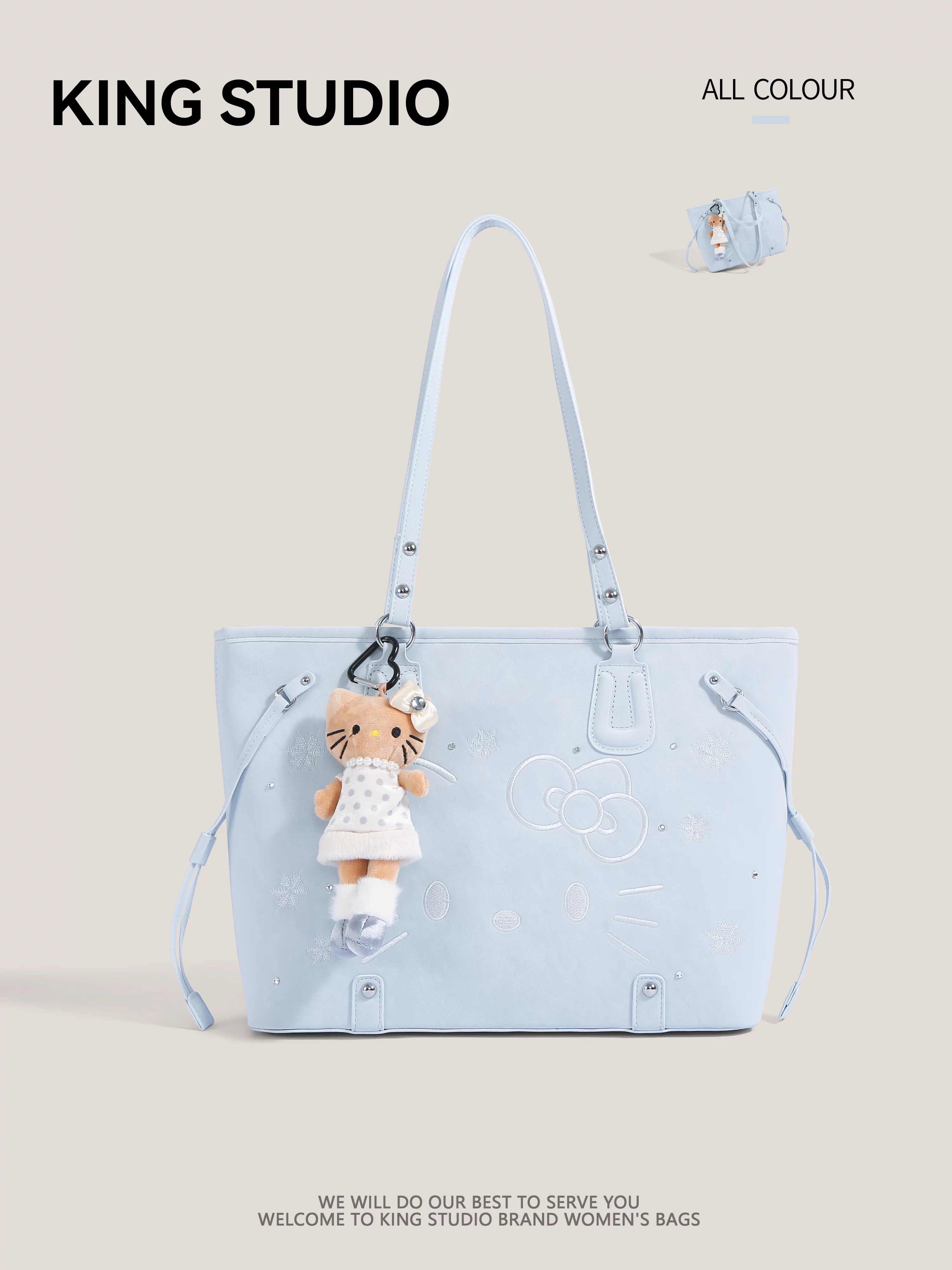 Túi tote Hello Kitty dễ thương dành cho nữ, kiểu mới 2026, phong cách học sinh, dung tích lớn, thích hợp đi học, đi làm, đeo vai
