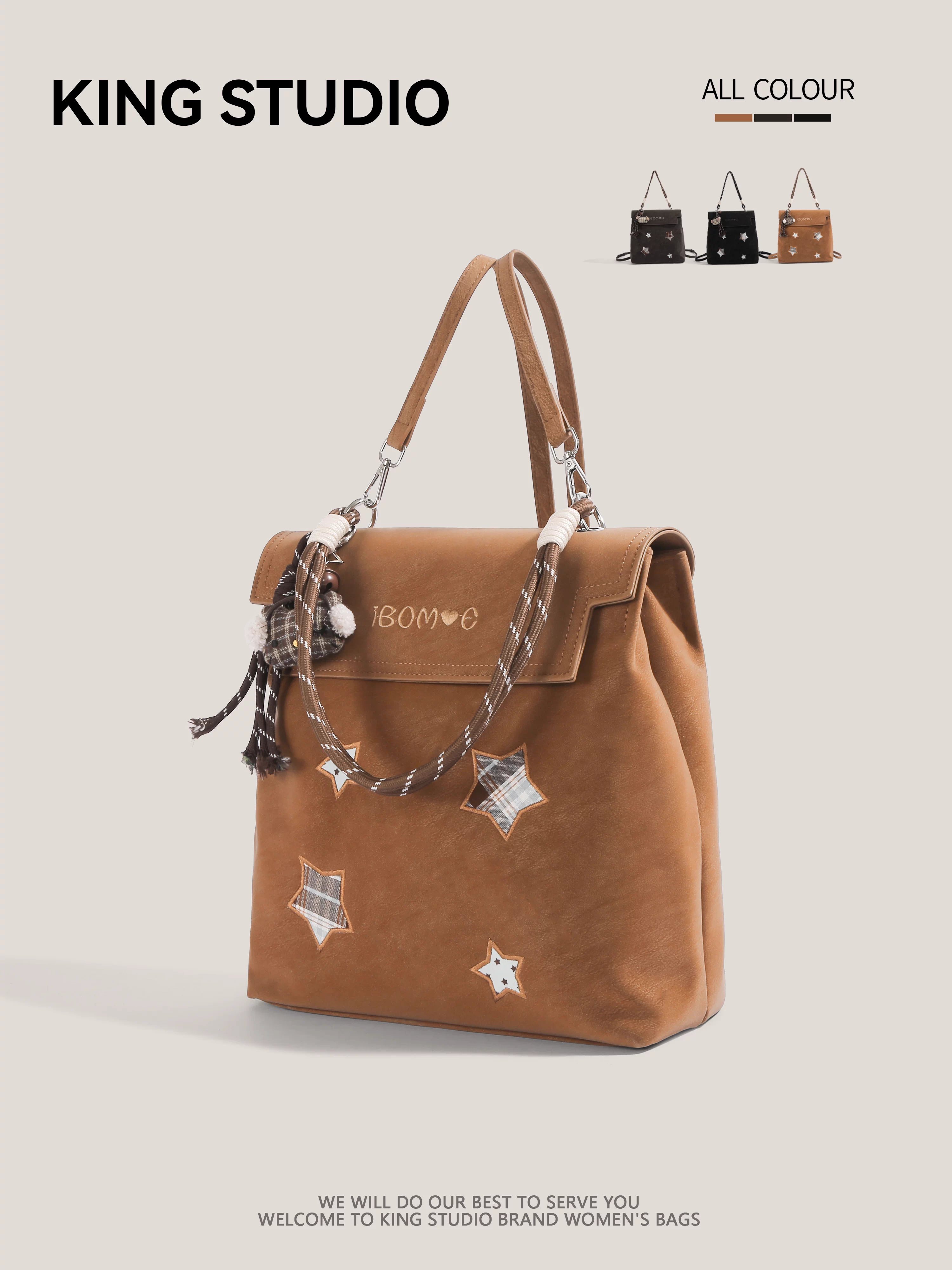 Ba lô sao retro chất liệu da lộn dành cho nữ 2026, mẫu mới thời thượng, dung tích lớn, dùng đi làm, du lịch, đeo chéo, đi học