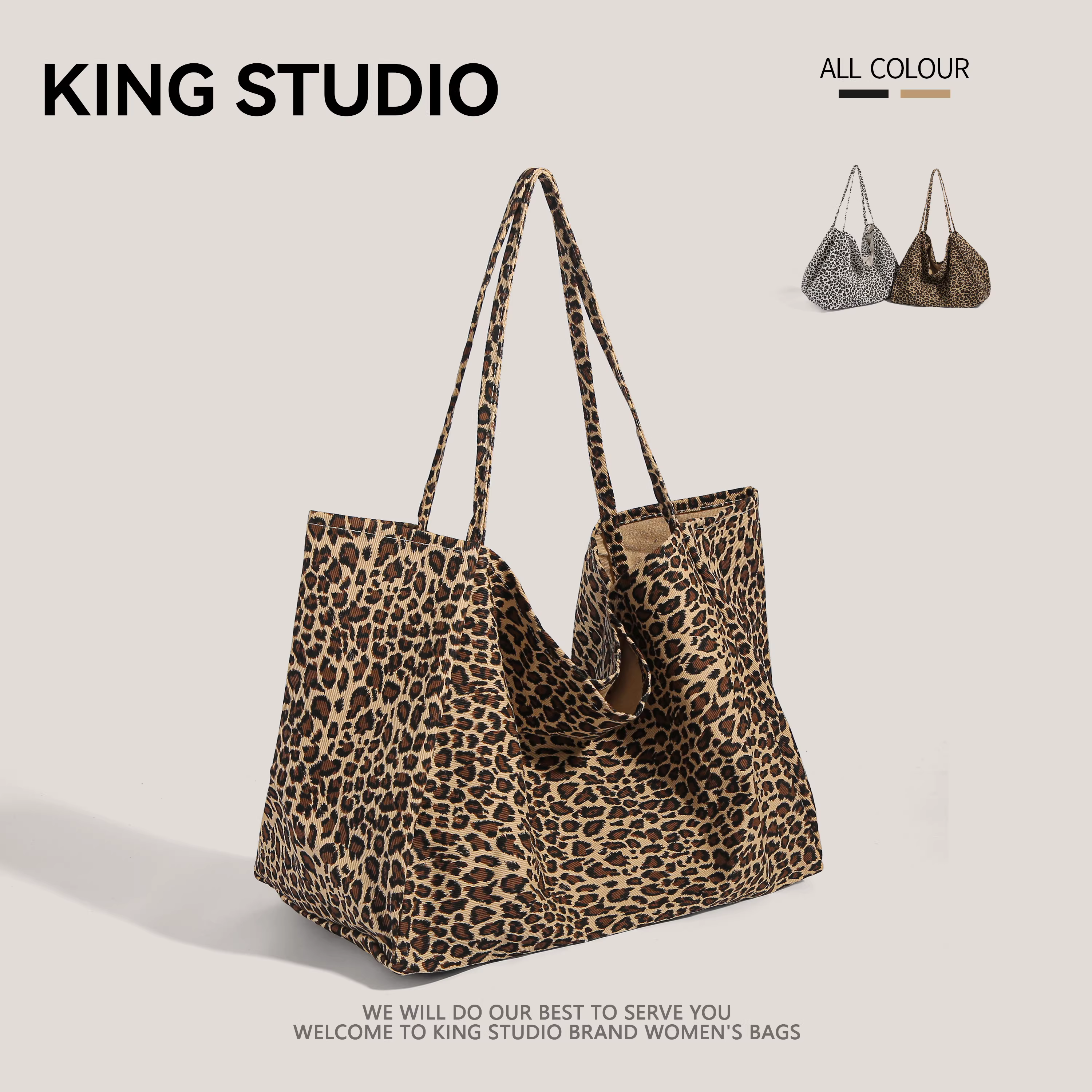 Túi vải in họa tiết da báo dành cho nữ 2025 phong cách Hàn Quốc mới thời thượng, kiểu dáng phóng khoáng, túi đeo vai dung tích lớn, túi mua sắm, túi tote đi làm