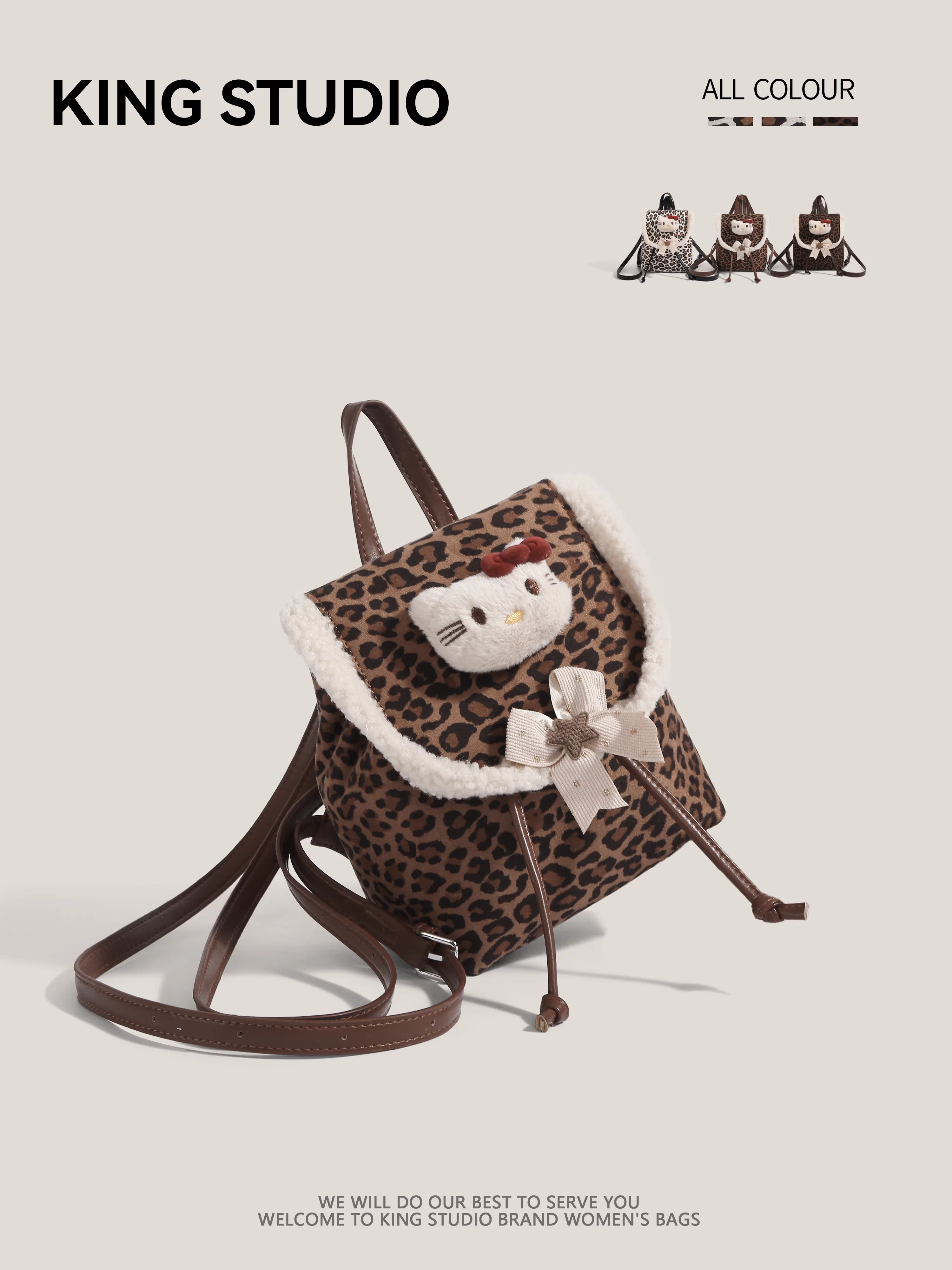 Ba lô in hình Hello Kitty dành cho nữ, mẫu mới 2025, túi đeo vai đa năng phong cách hoạt hình Hello Kitty