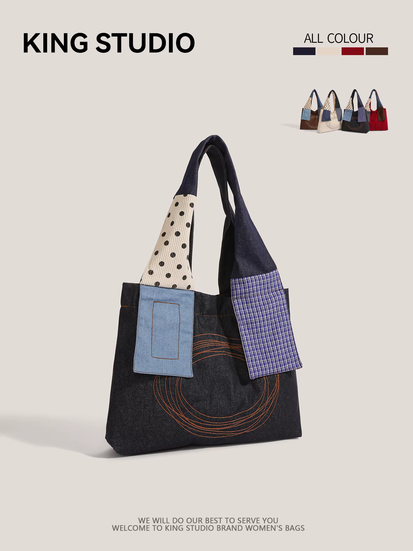 Túi tote vải bố phối họa tiết retro dành cho nữ, mẫu mới 2025, phong cách nghệ thuật, thời trang, đeo vai, thích hợp cho học sinh, sinh viên.