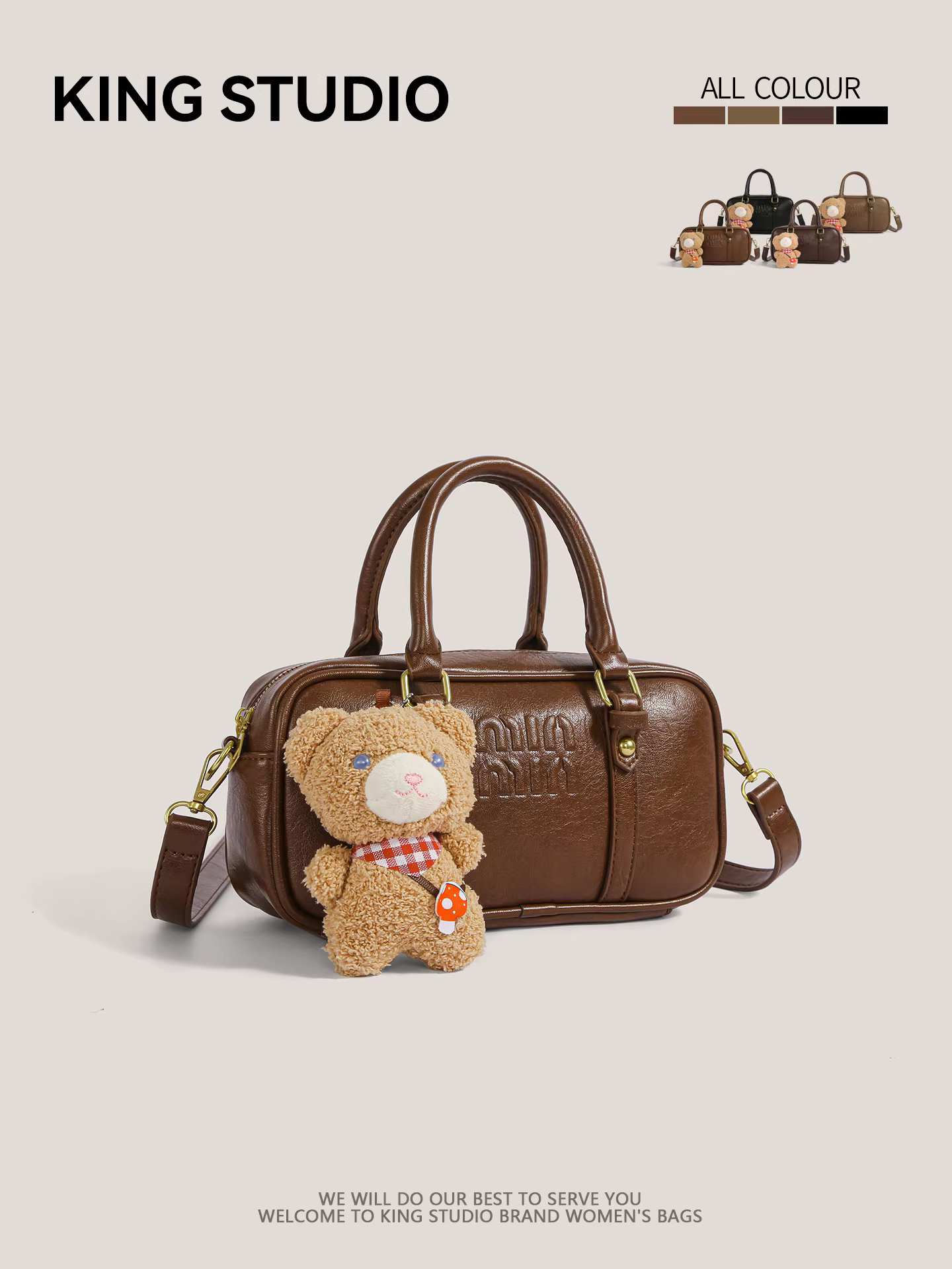 Túi bowling xách tay Miu dành cho nữ, mẫu mới thu đông 2025, kiểu dáng retro, túi gối, dung tích lớn, đeo vai, đeo chéo