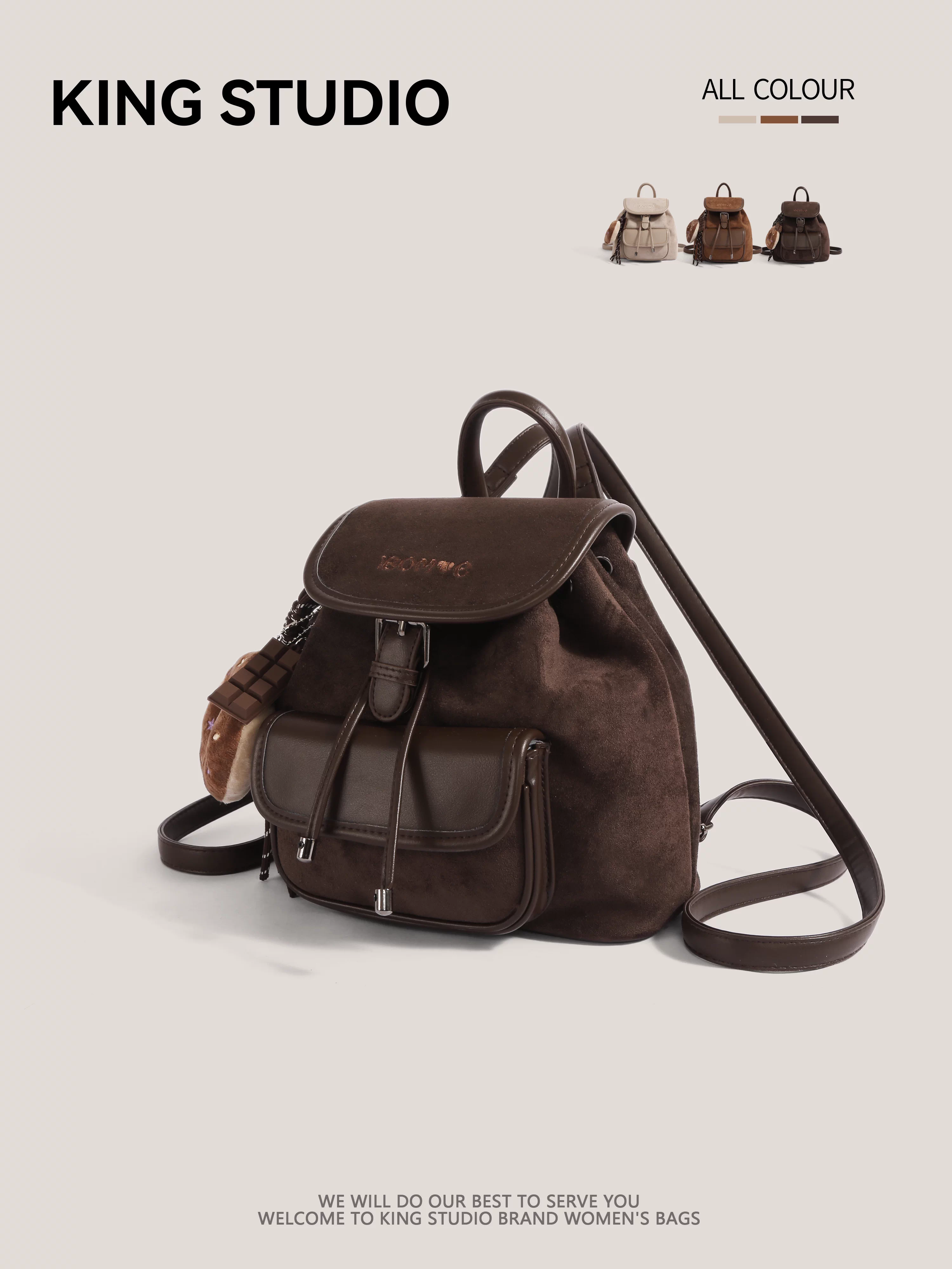 Ba lô da lộn retro phong cách độc đáo dành cho nữ, mẫu mới thu đông 2025, dung tích lớn, dùng đi làm, đi học, đi chơi.