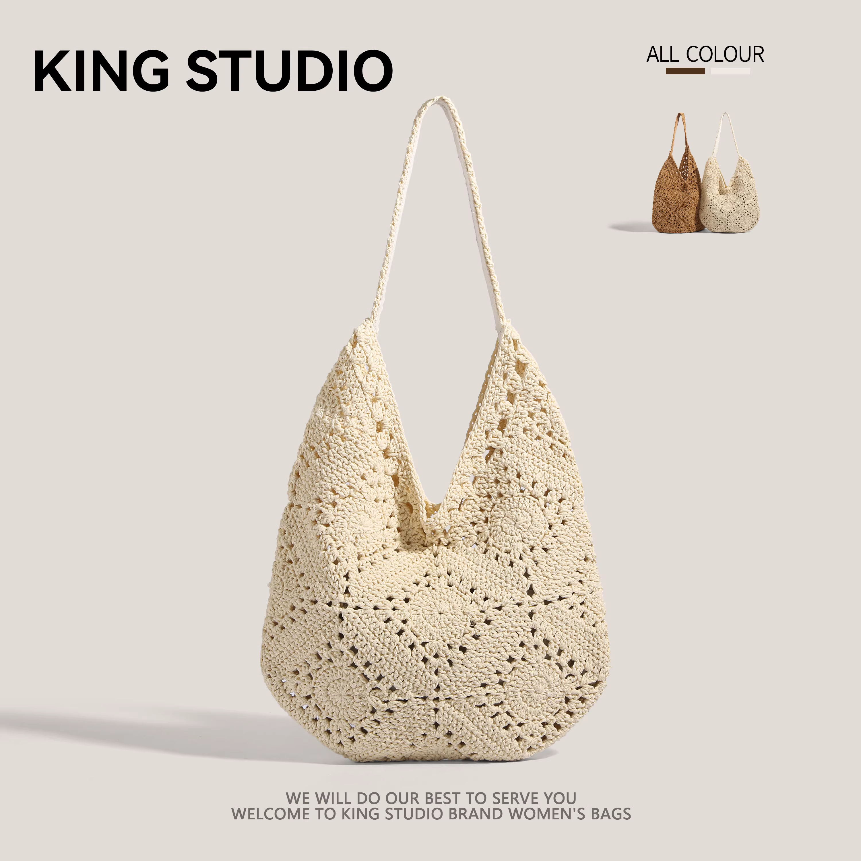 Túi xách nữ dệt tay mùa hè 2025, kiểu dáng thời thượng, túi đeo vai, túi tote dung tích lớn, túi đeo chéo