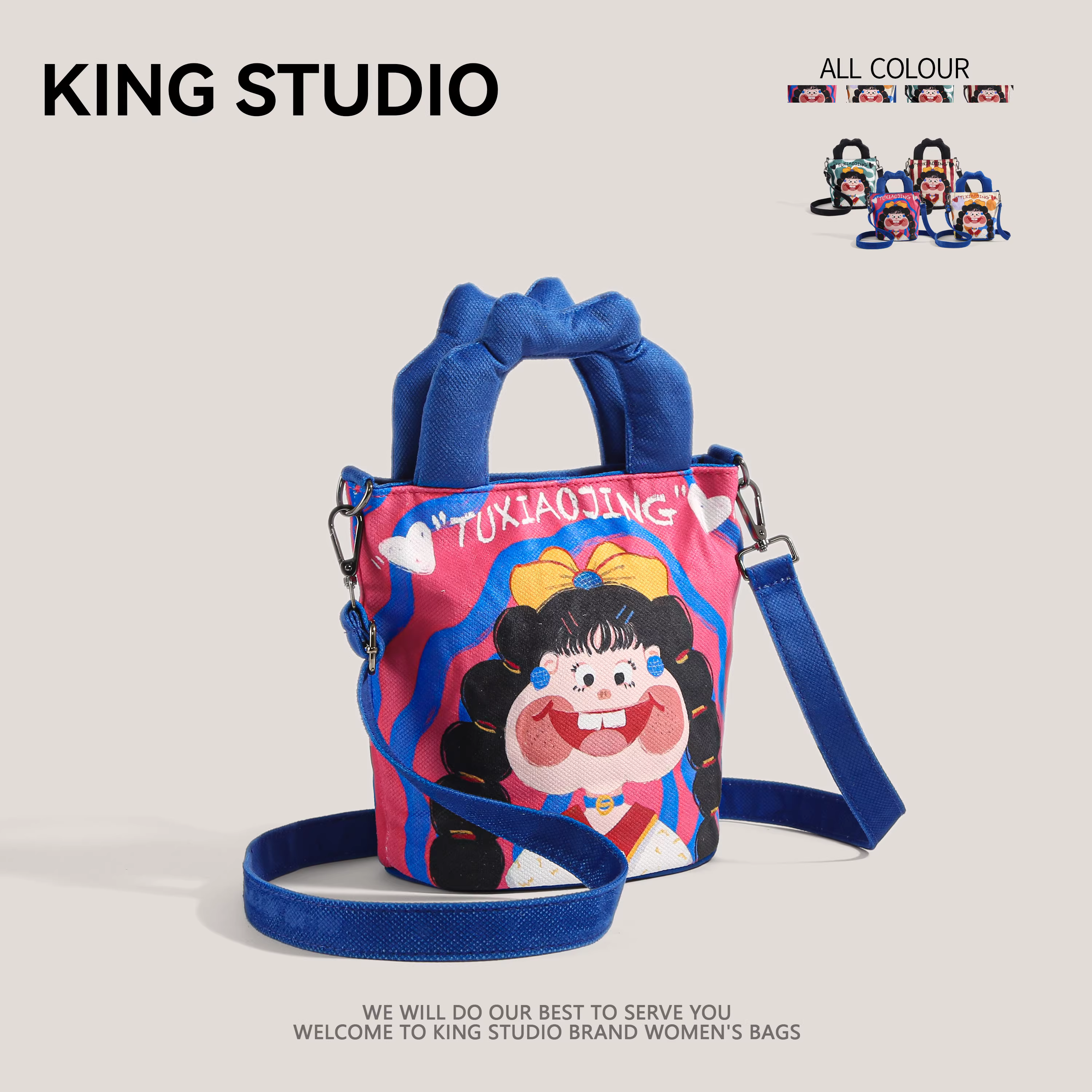 Túi đeo vai nữ thiết kế minh họa độc đáo, mẫu mới 2025, thời thượng, dễ thương, chất liệu canvas, kiểu dáng lạ mắt, đeo chéo.