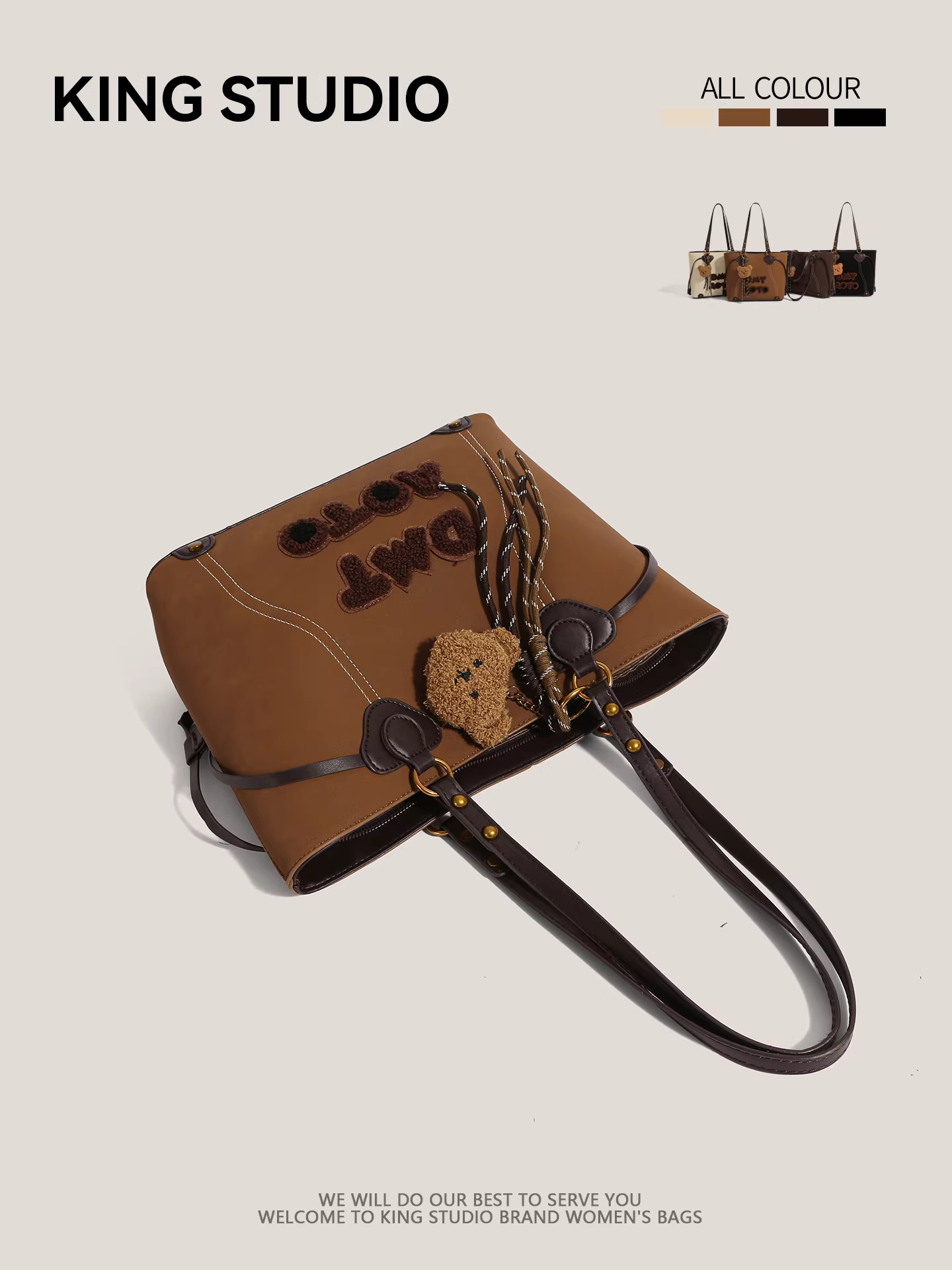 Túi đeo vai nữ phong cách retro chữ cái kiểu học sinh, thời trang cao cấp mới năm 2025, dung tích lớn