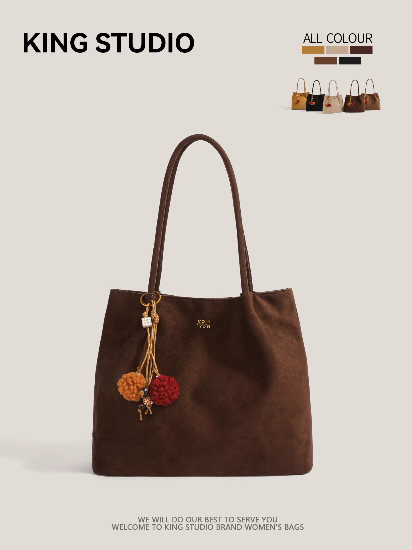 Túi đeo vai da lộn retro thời trang nữ thu đông 2025, dung tích lớn, kiểu dáng thời thượng, túi xách đi làm