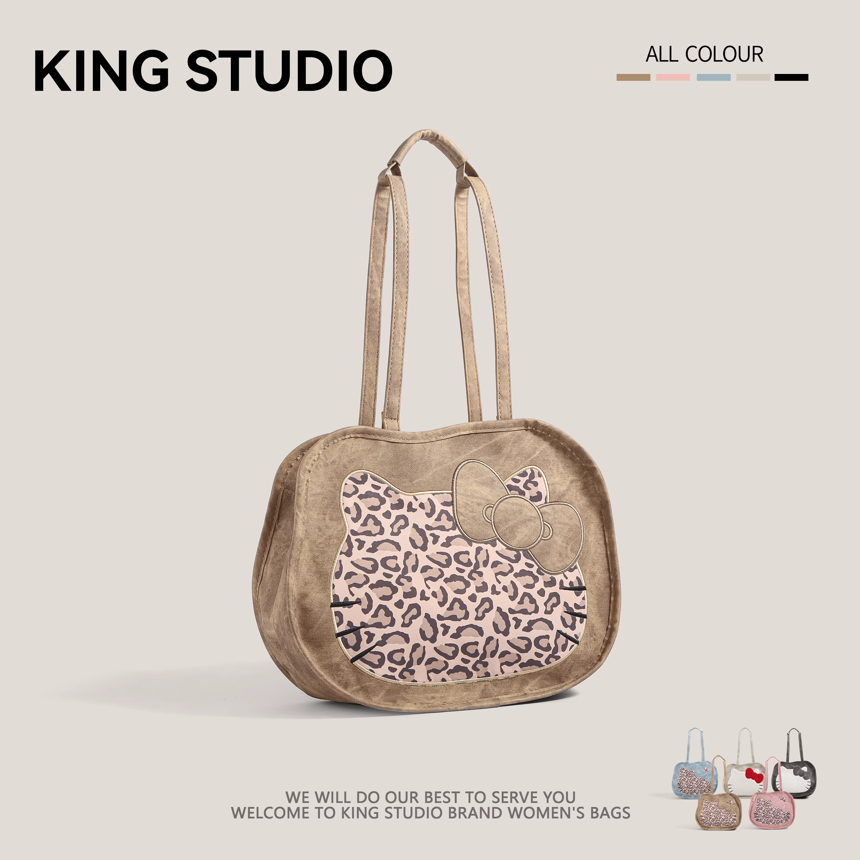 Ba lô da lộn in họa tiết báo hoạt hình dành cho nữ, mẫu mới thu đông 2025, túi tote Hàn Quốc dễ thương, dung tích lớn