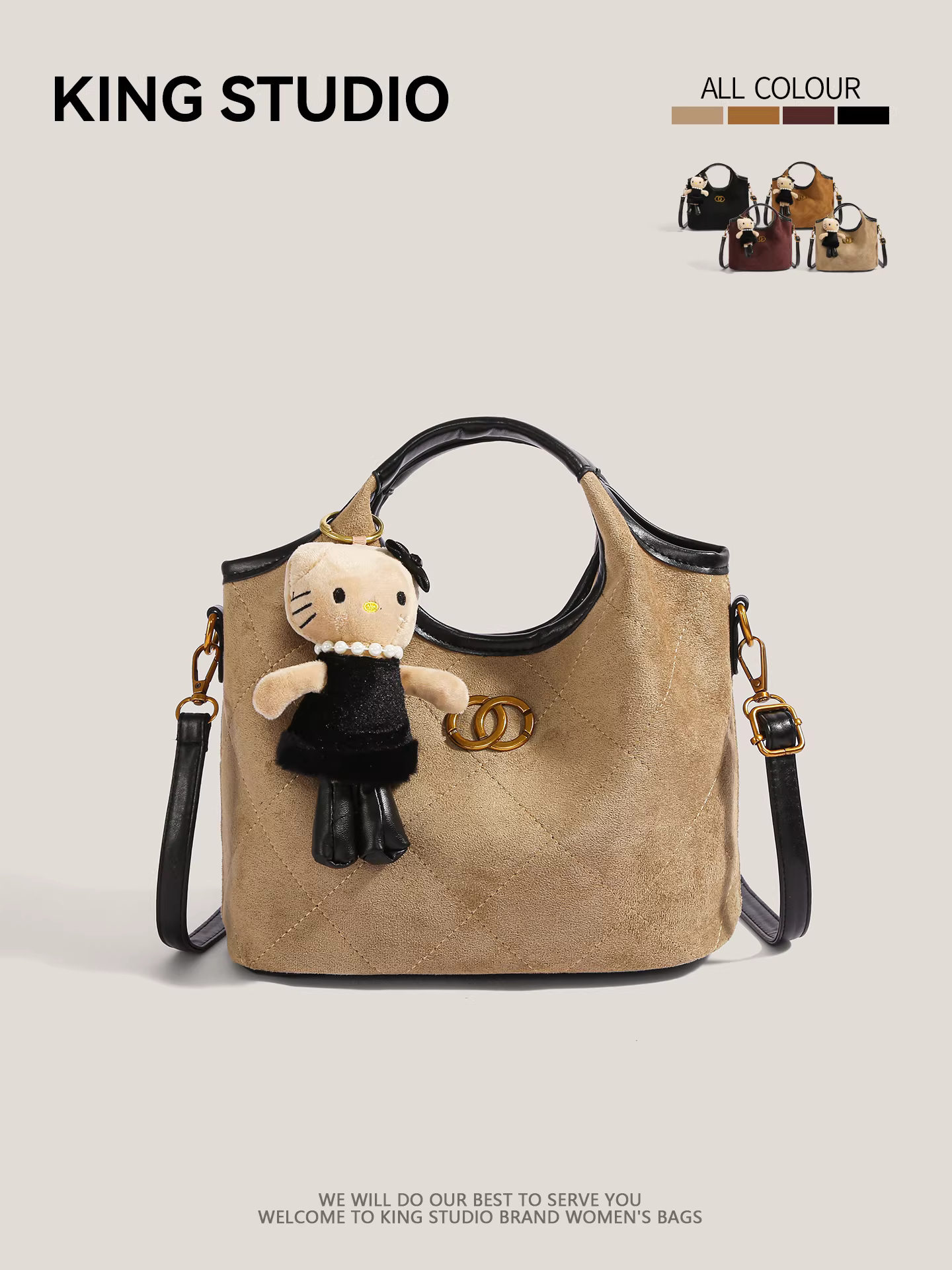 Túi tote da lộn cỡ lớn dành cho nữ, mẫu mới 2025, thời trang đa năng, đeo chéo, cầm tay, đeo vai, kiểu dáng xô