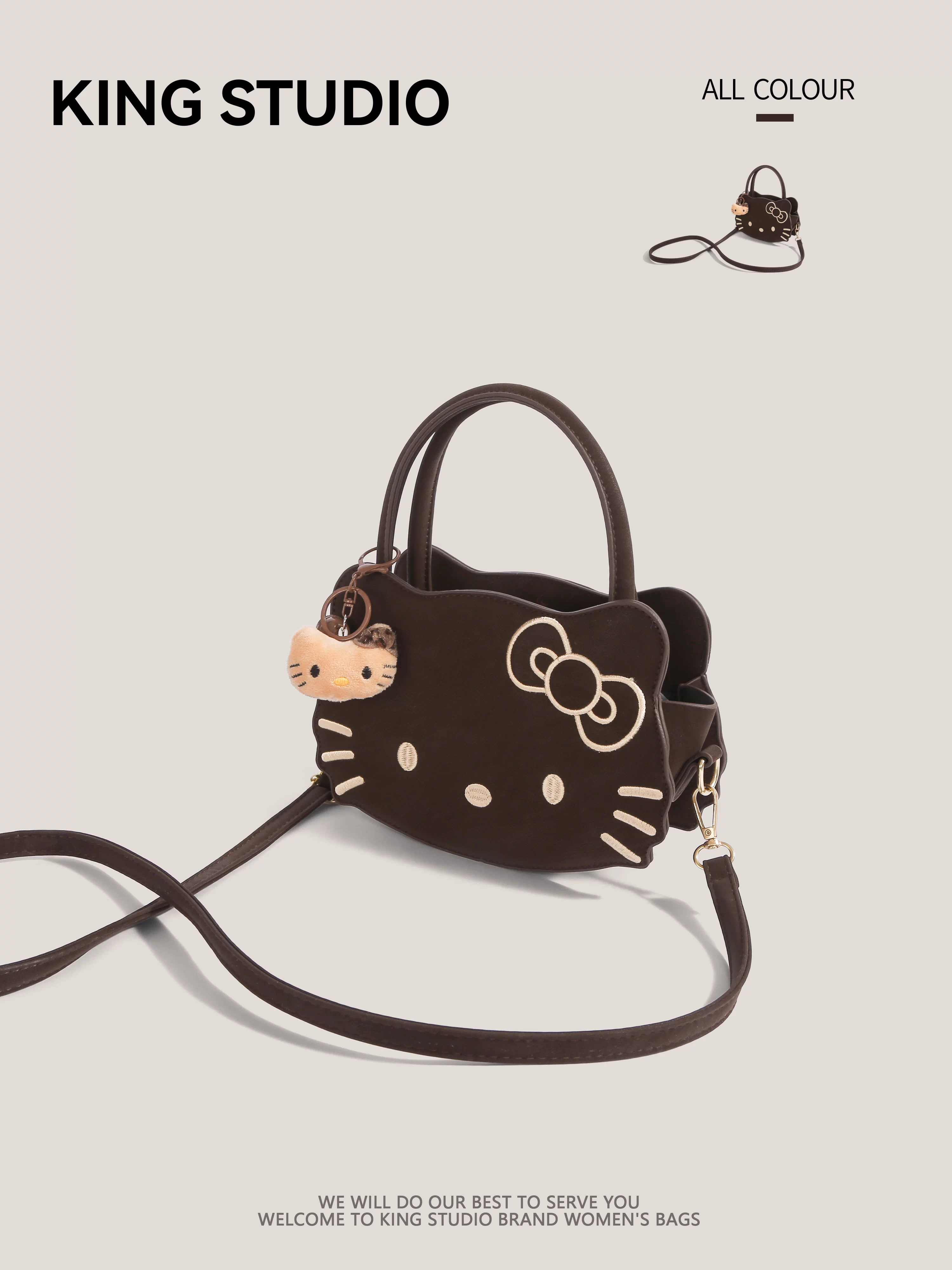 Túi xách Hello Kitty dễ thương dành cho nữ 2025, thiết kế retro độc đáo, đa năng, đeo vai, đeo chéo, thích hợp đi làm