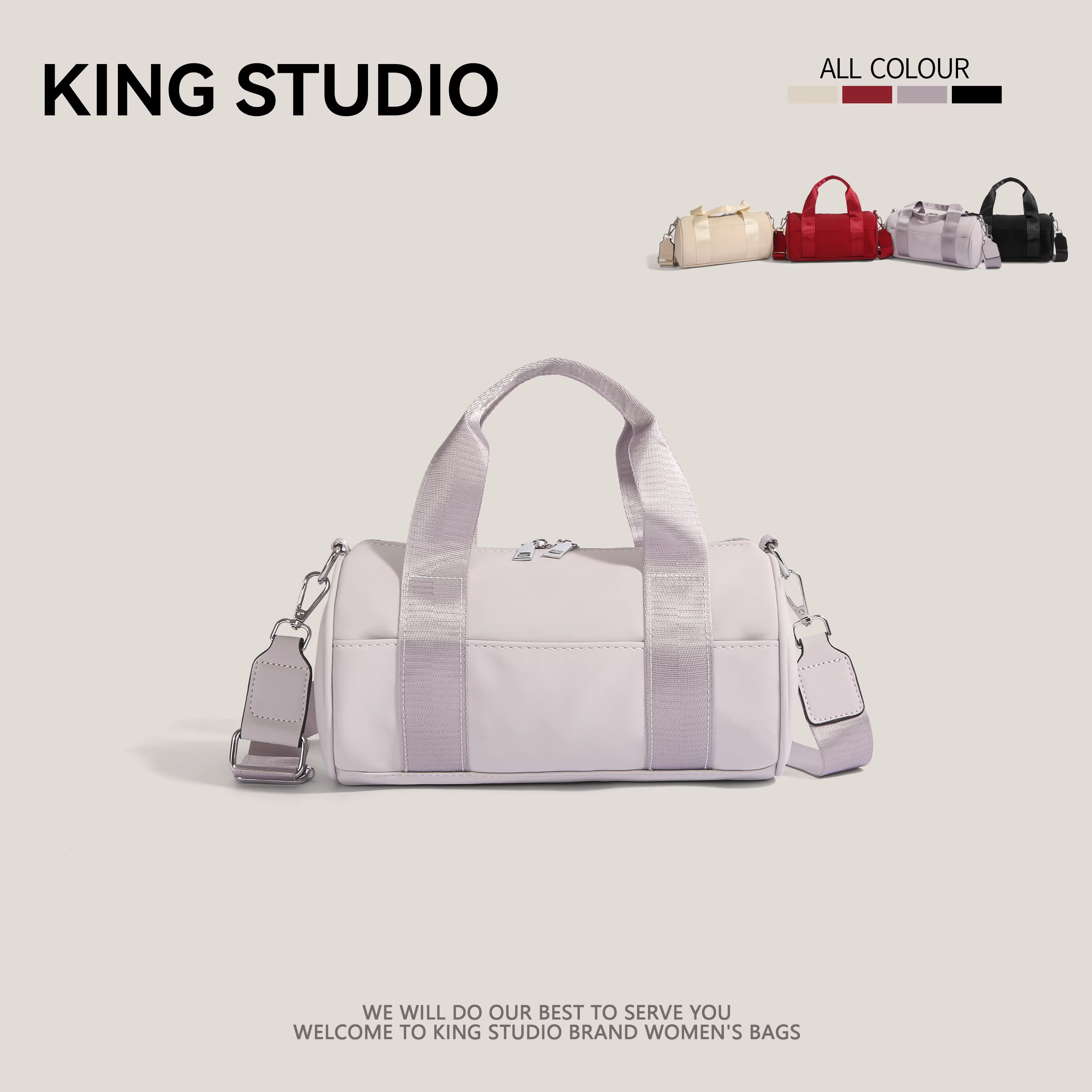 Túi xách nữ 2025 kiểu mới đơn giản cao cấp, túi gối Boston đeo vai đeo chéo hình trụ