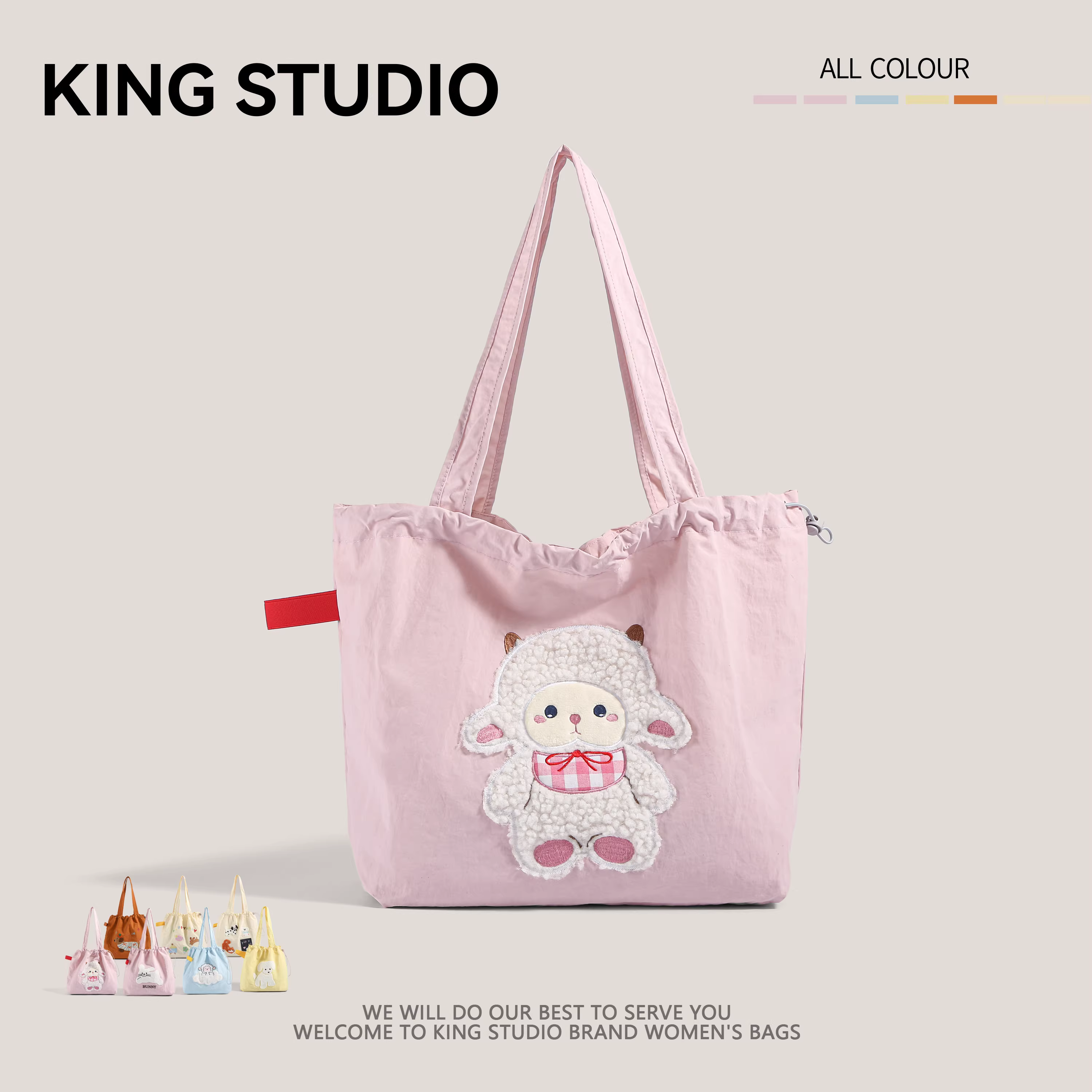 Túi tote cỡ lớn dành cho nữ 2025 mẫu mới dễ thương chất liệu canvas hình cừu đa năng, phù hợp cho học sinh, đi học, đi làm, đeo vai