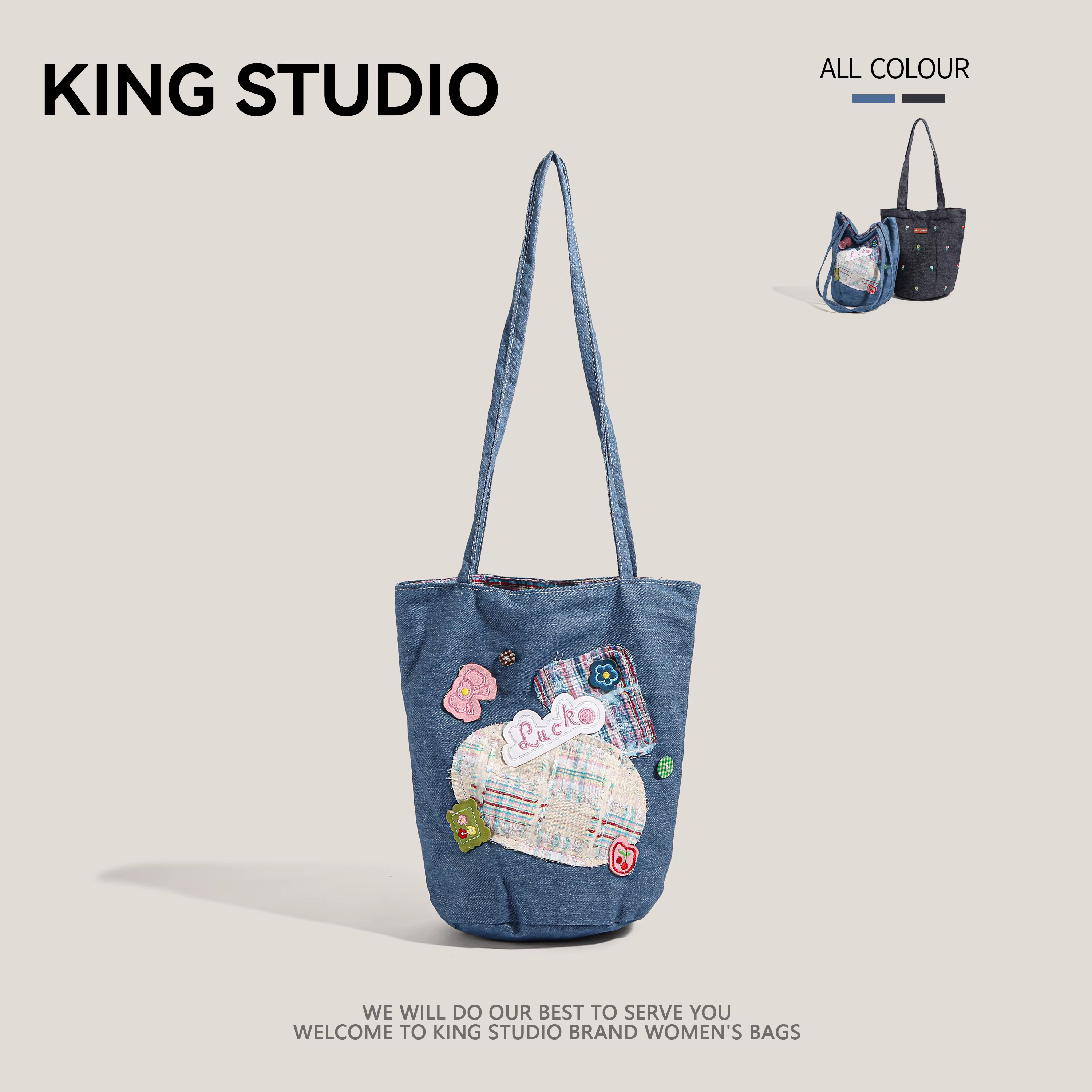 Túi đeo vai denim nữ thời trang Hàn Quốc mới 2025, túi tote đi làm đa năng, dung tích lớn, chất liệu canvas