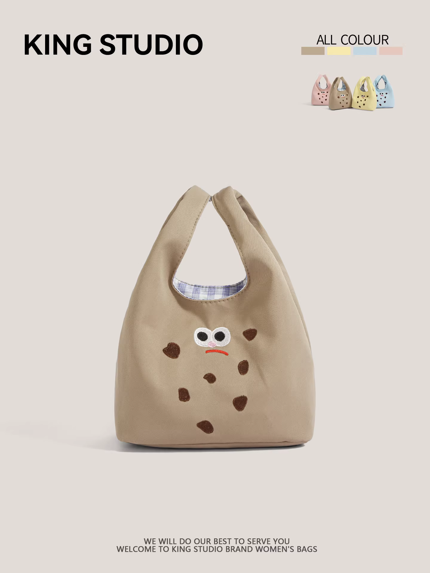 Túi xách vải bố hình bánh quy hoạt hình dễ thương dành cho nữ, mẫu mới 2026, đa năng, tiện dụng, có thể dùng làm hộp đựng cơm trưa