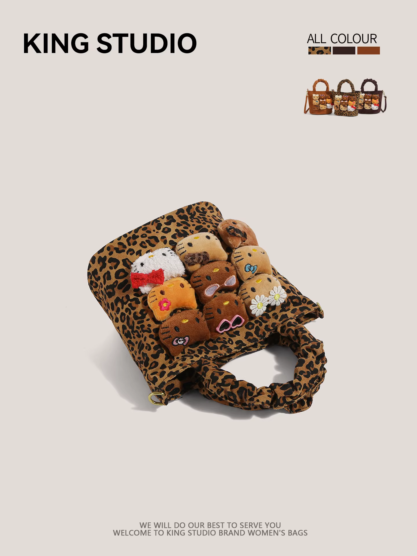 Túi xách Hello Kitty họa tiết da báo dễ thương dành cho nữ, mẫu mới 2026, siêu hot, đa năng, đeo vai, đeo chéo