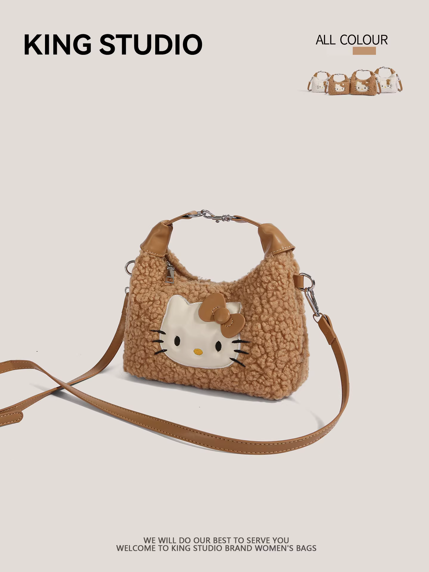 Túi xách Hello Kitty dễ thương dành cho nữ 2025, mẫu mới hoạt hình mèo Kitty, đa năng, đeo vai, đeo chéo