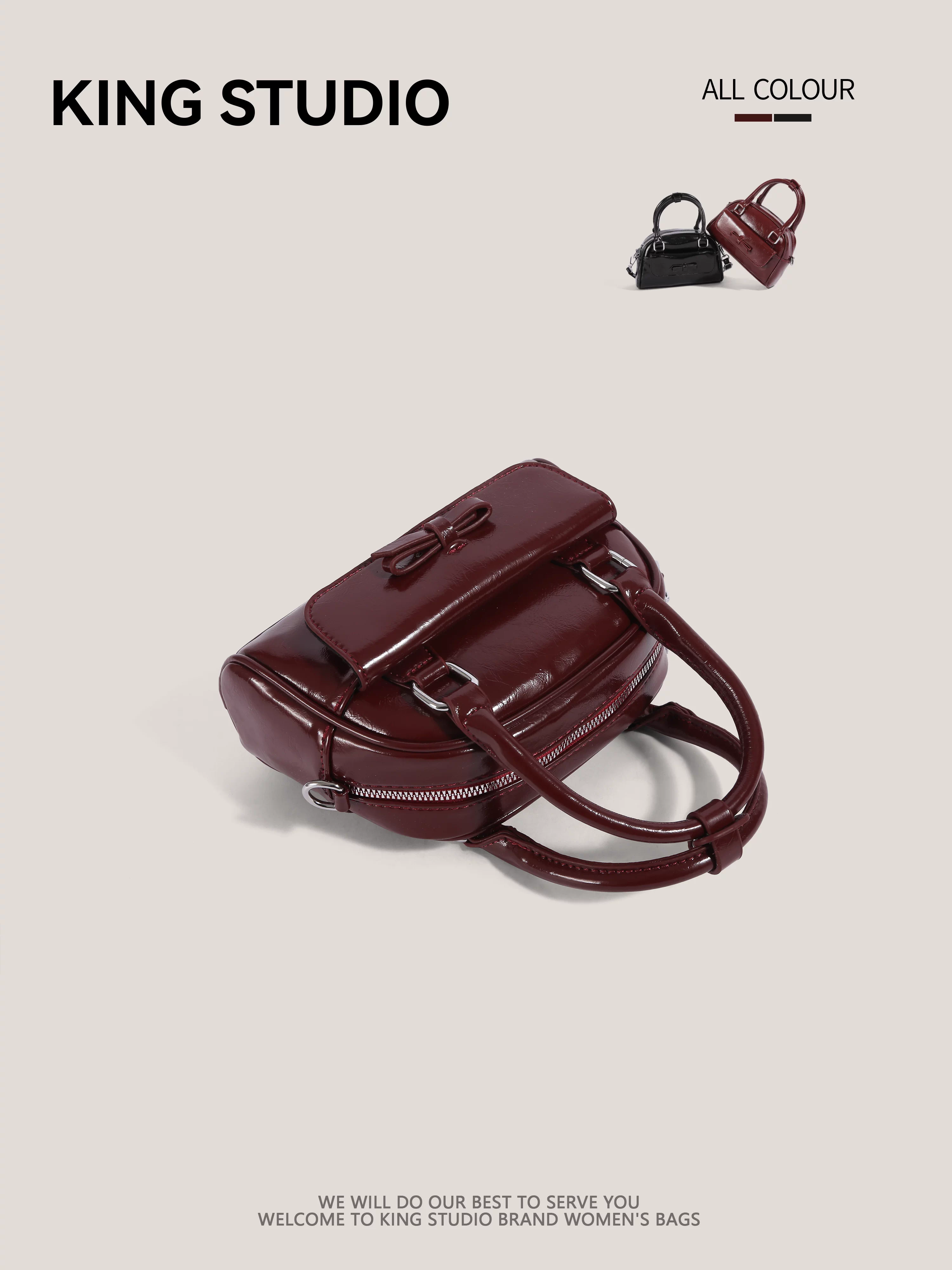 Túi bowling đỏ cao cấp dành cho nữ, mẫu mới 2026, thời trang đa năng, túi đeo vai, đeo chéo, phong cách thường ngày