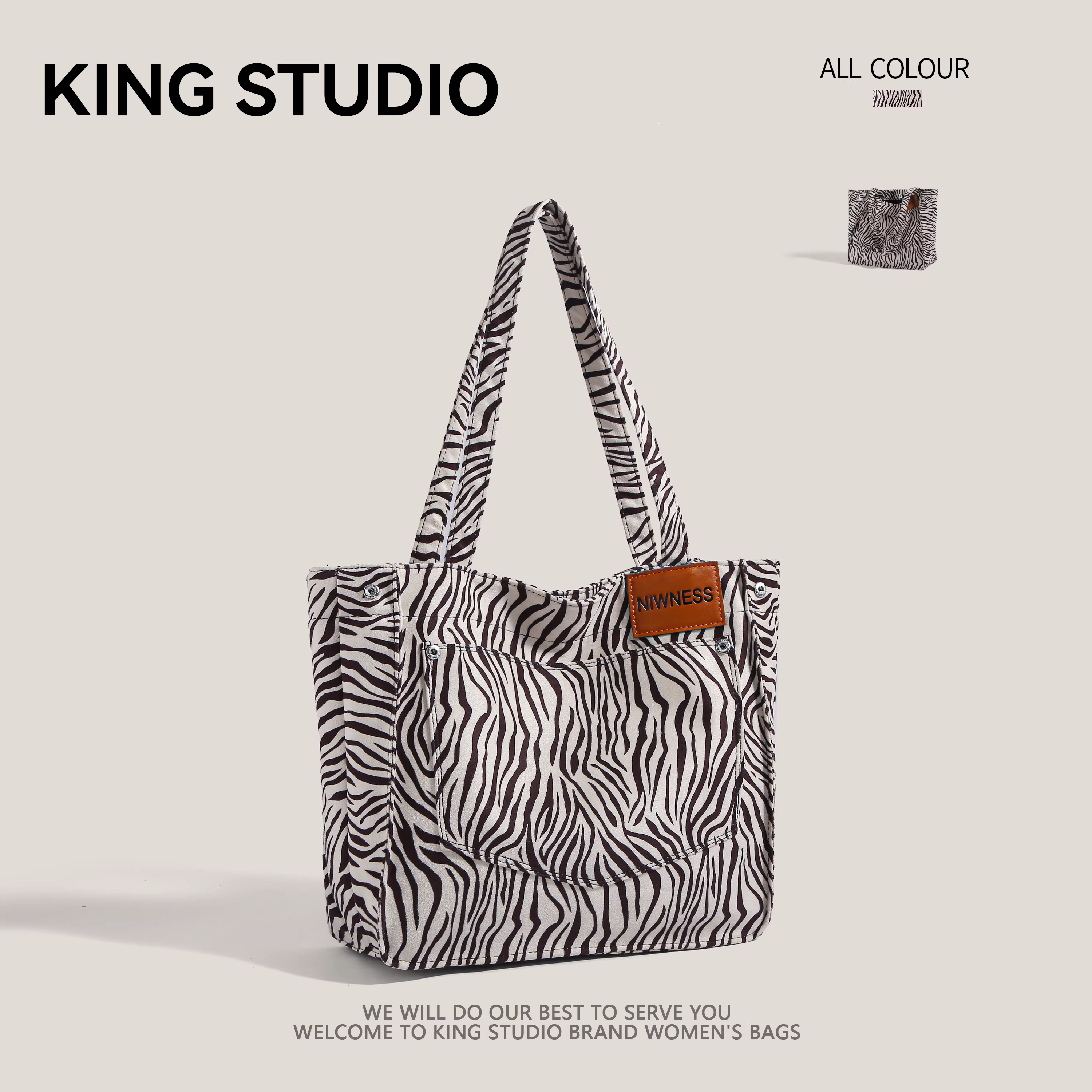 Túi vải họa tiết da ngựa vằn dành cho nữ 2025, túi tote da lộn thời trang mới, đa năng, dung tích lớn, đeo vai