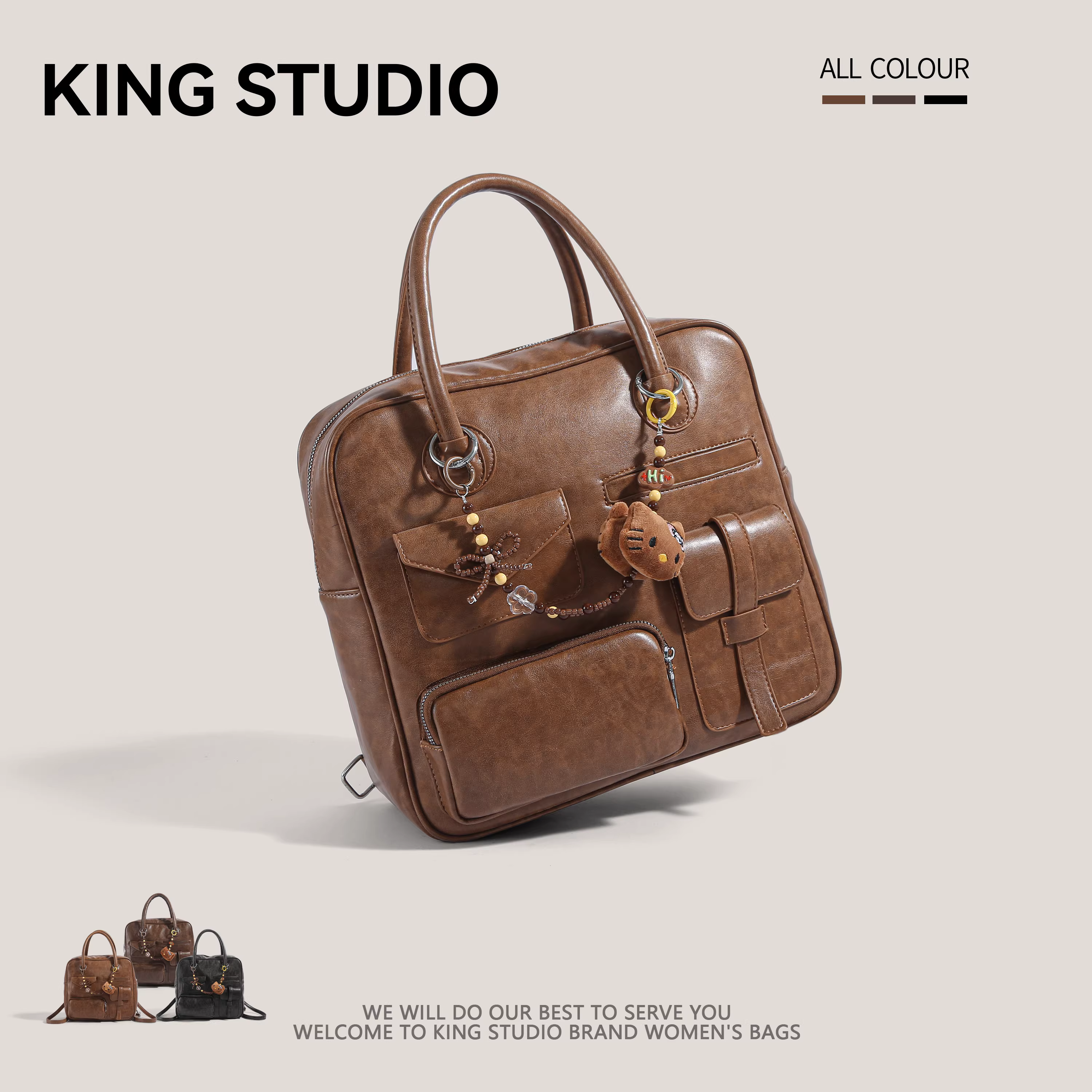 Ba lô phong cách retro preppy dành cho nữ, mẫu mới thu đông 2025, túi xách cỡ lớn, balo học sinh, balo đi làm