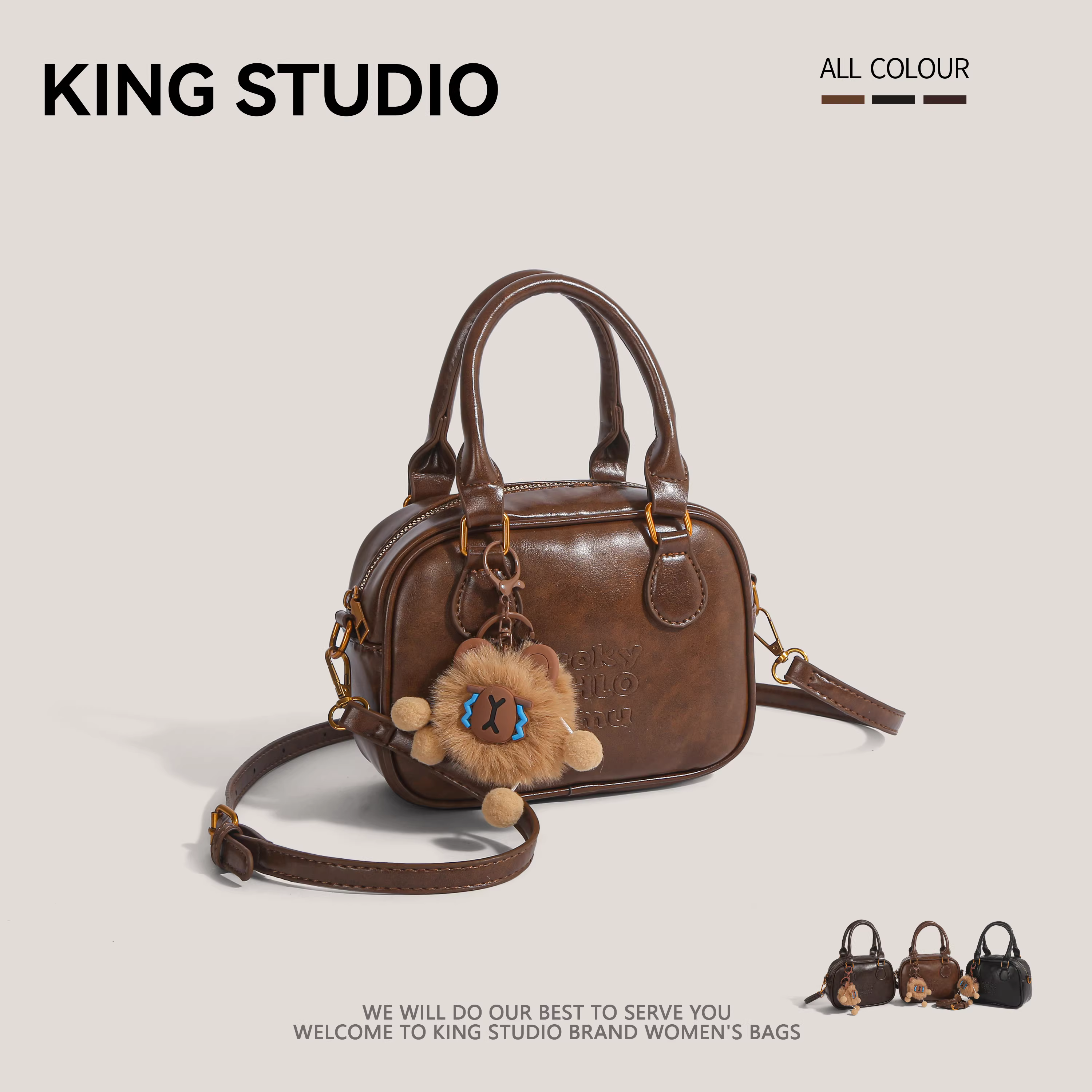 Túi bowling retro độc đáo dành cho nữ, mẫu mới xuân/hè 2025, túi đeo vai/chéo chất lượng cao, đa năng