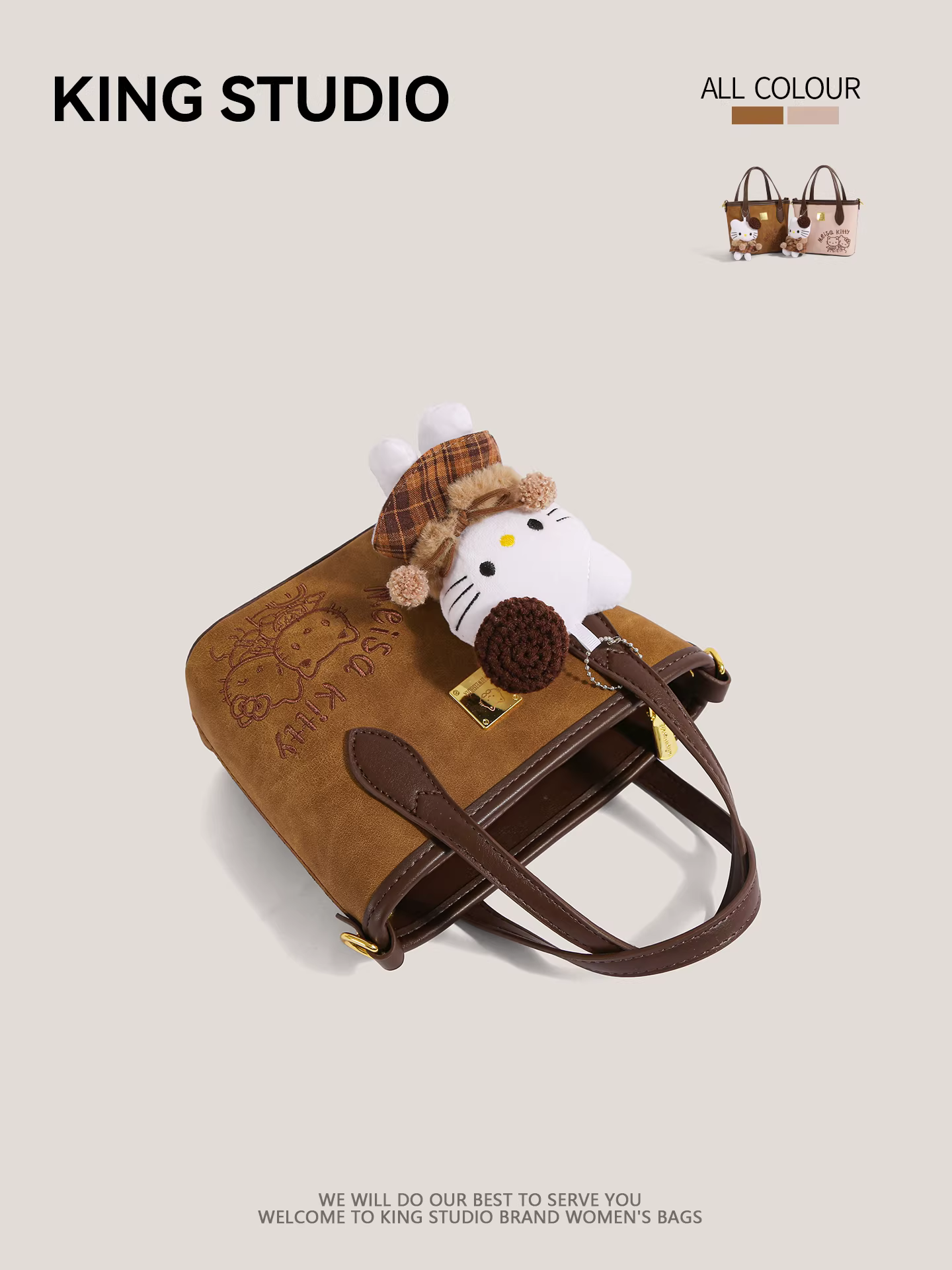 Túi xách Hello Kitty dễ thương dành cho nữ 2025, mẫu mới thời thượng, hoạt hình Hello Kitty, phong cách retro, đa năng, đeo vai, đeo chéo