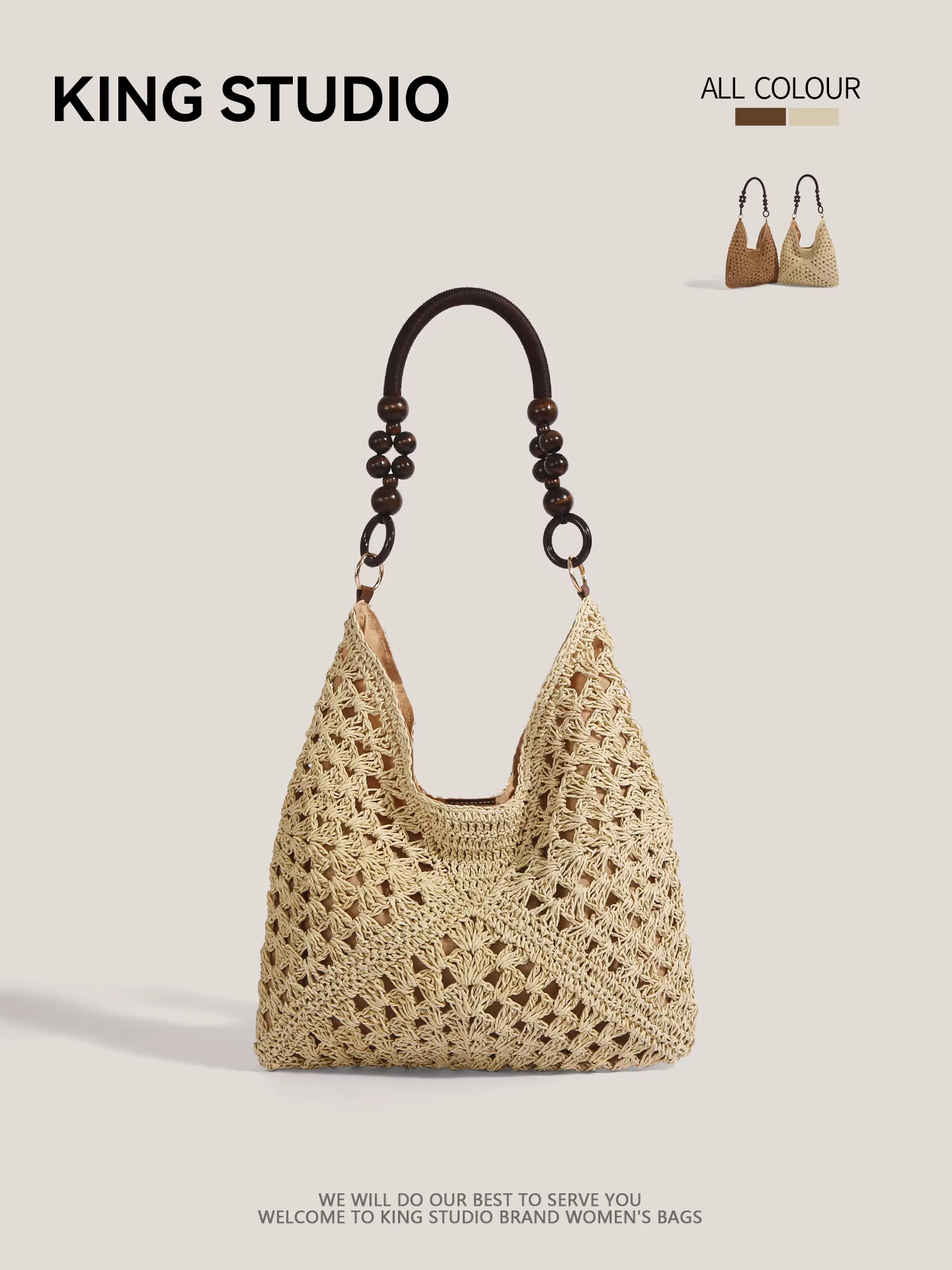 Túi cói dệt mùa hè dành cho nữ kiểu mới 2025, túi đi biển, túi đeo vai đơn, túi giỏ đan rỗng, thích hợp cho kỳ nghỉ biển