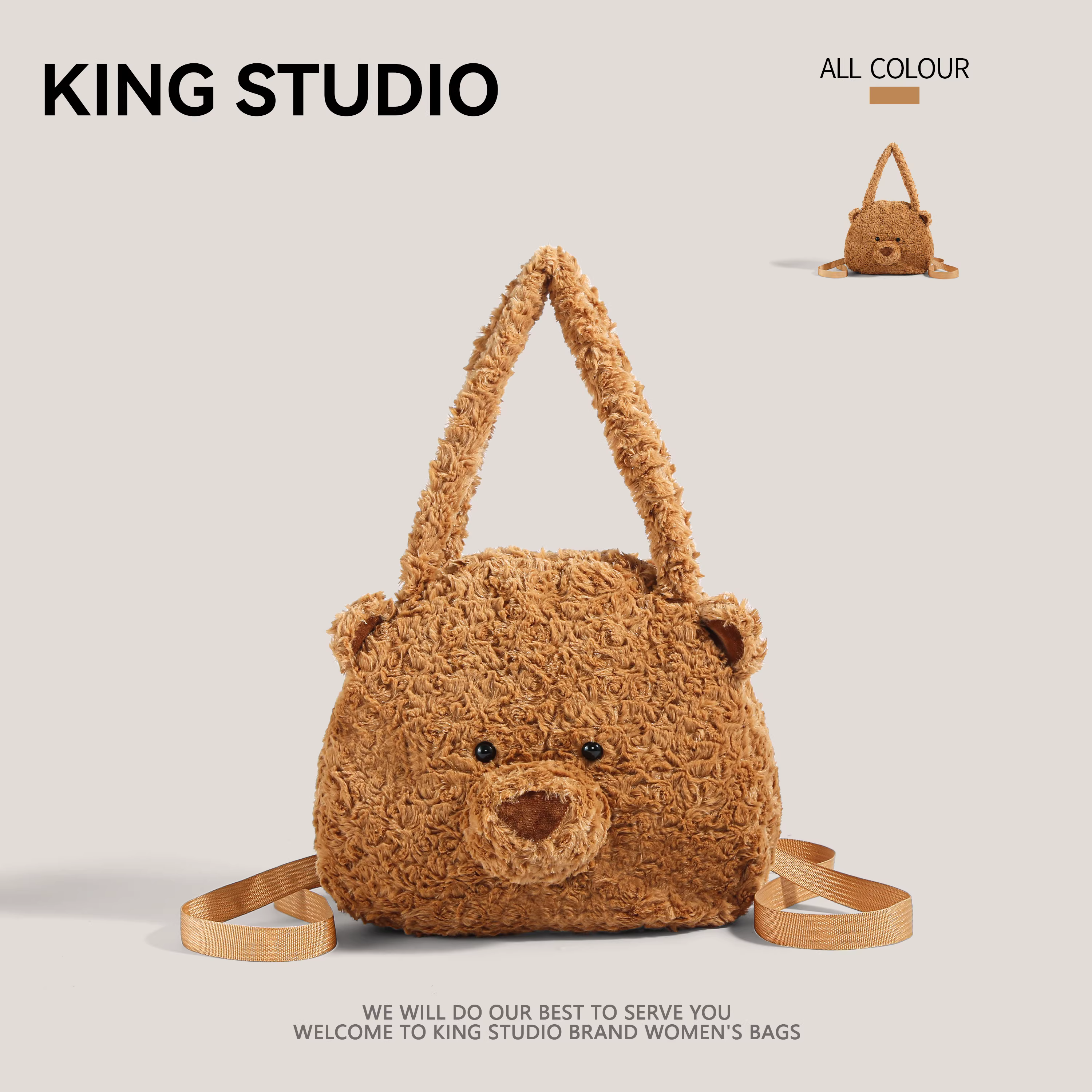 Túi lông mềm dành cho nữ 2025 mẫu mới thu đông, túi xách hình gấu dễ thương, dung tích lớn, đa năng, đeo vai, đeo chéo