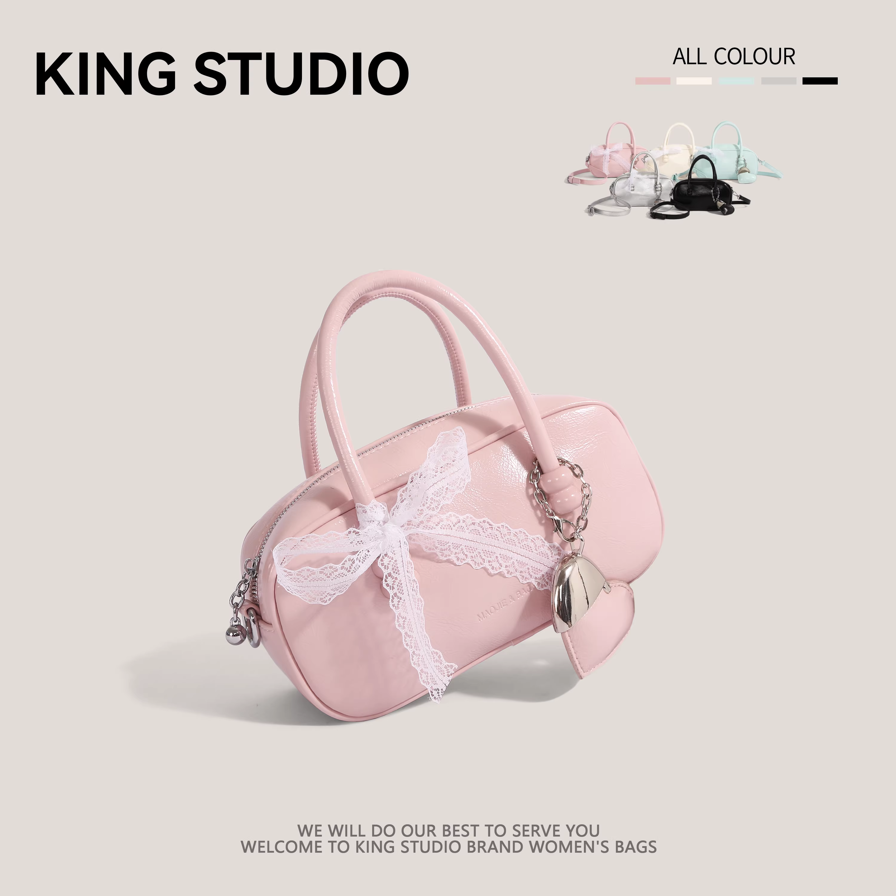 Túi xách ren cao cấp dành cho nữ xuân hè 2025, mẫu mới thời thượng, túi bowling đa năng, đeo chéo