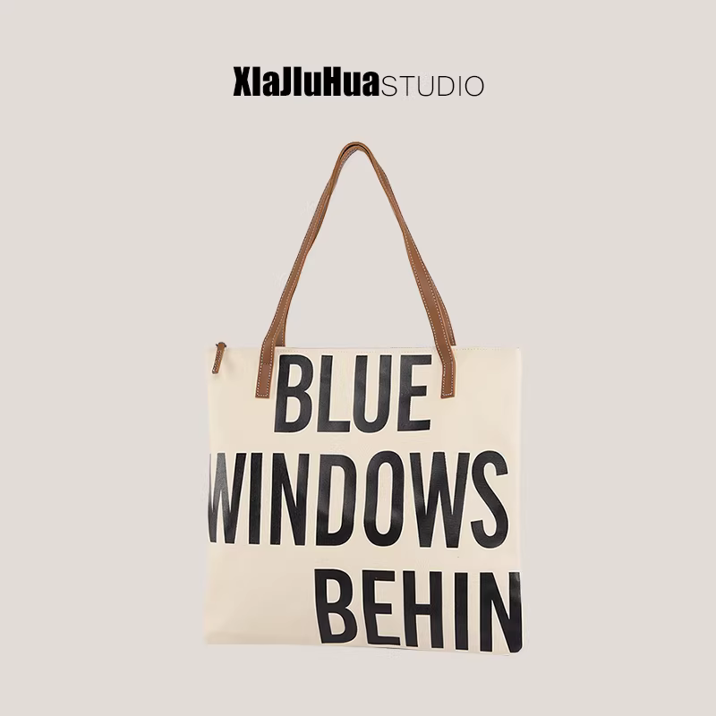 Túi vải DrinKing dành cho nữ 2025, túi tote in chữ cỡ lớn mới dành cho sinh viên đại học đi học và đi làm.