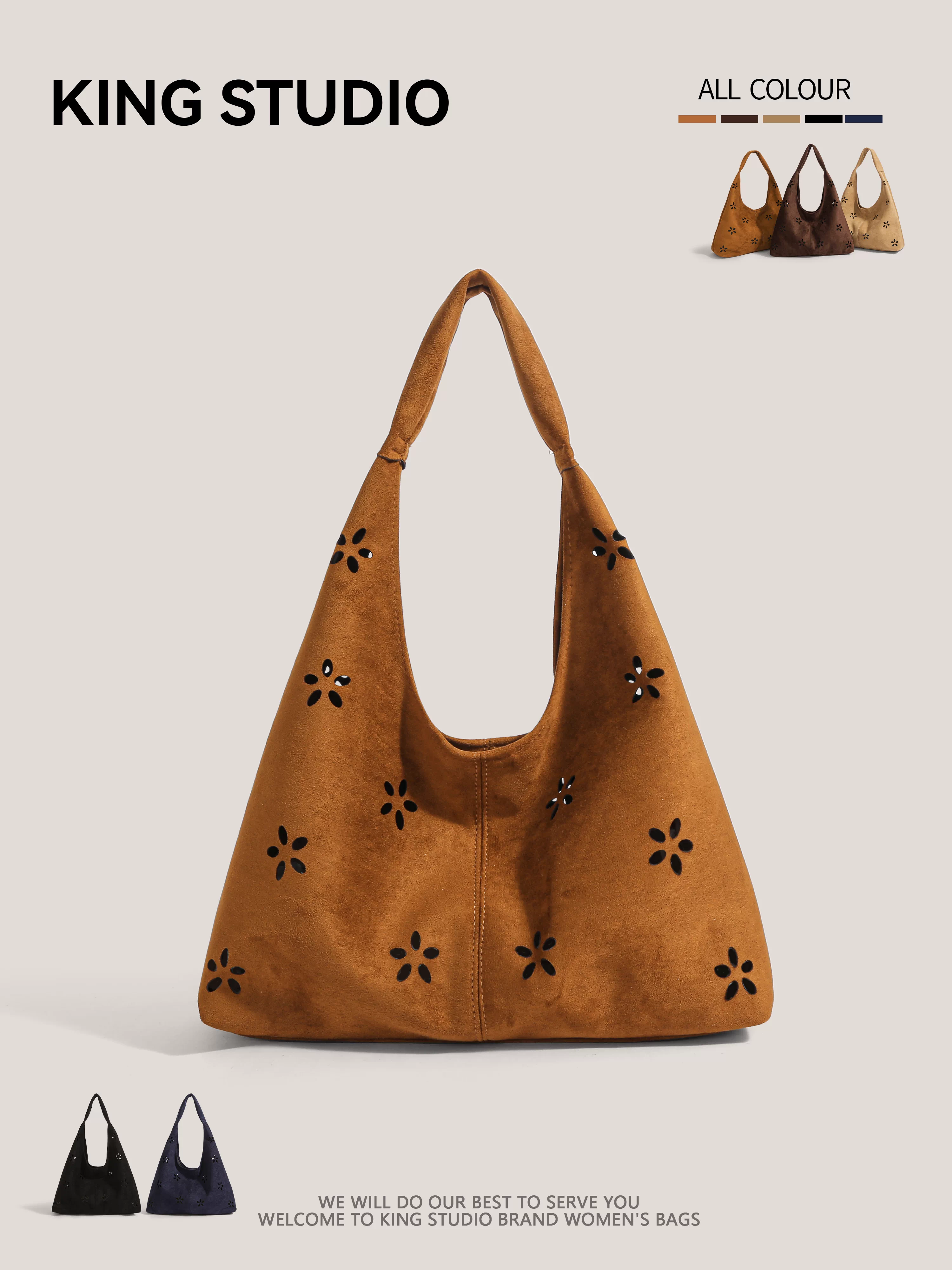 Túi đeo nách nữ thời trang Hàn Quốc mới mùa thu đông 2025, kiểu dáng khoét lỗ, đa năng, dùng làm túi đi làm