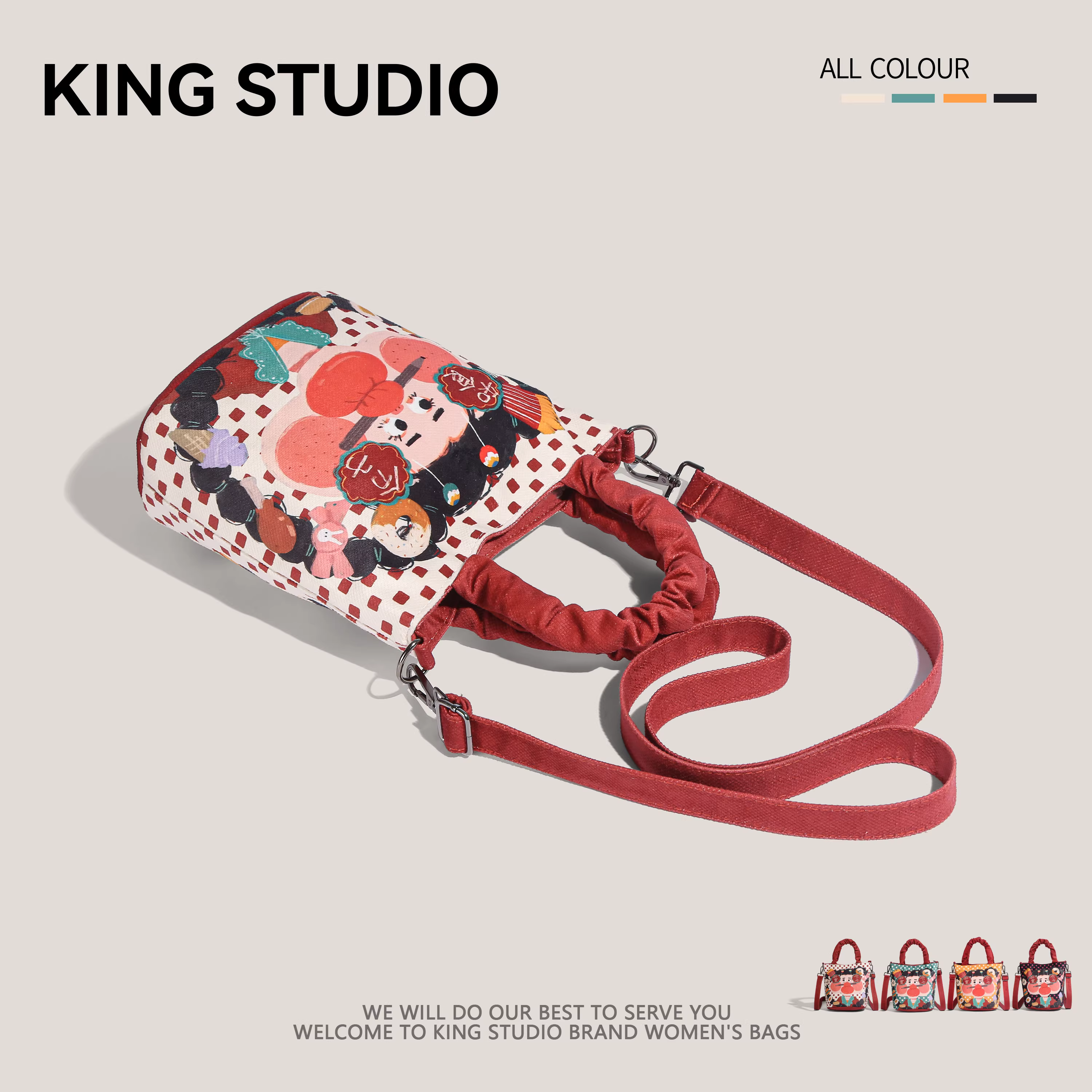 Túi đeo vai/chéo hình xô dễ thương, thiết kế độc đáo dành cho nữ, phong cách mới 2025, cá tính graffiti, dành cho các cô gái năng động.