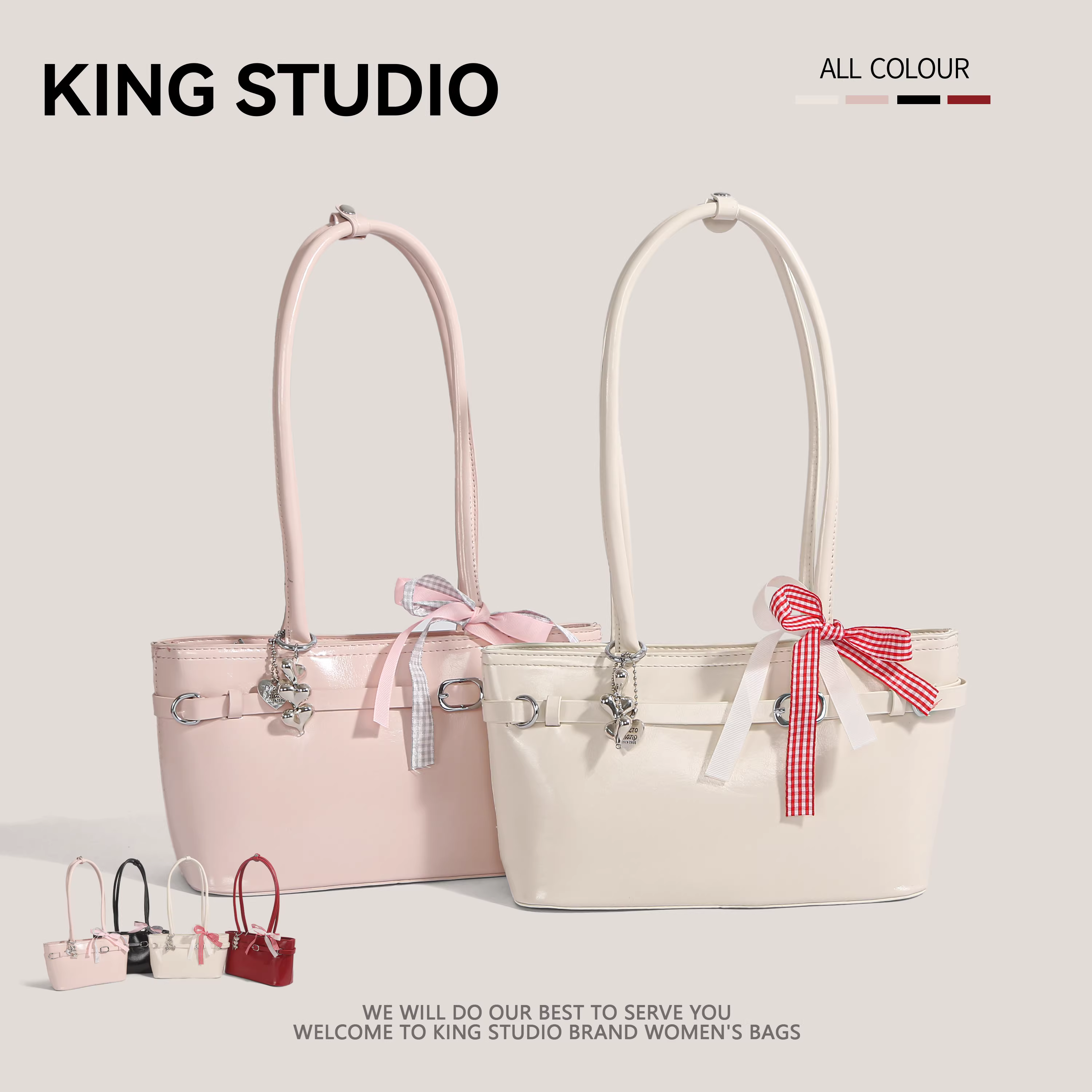 Túi đeo nách nơ xinh xắn dành cho nữ, mẫu mới 2025, thời trang Hàn Quốc, túi tote đơn giản, dung tích lớn