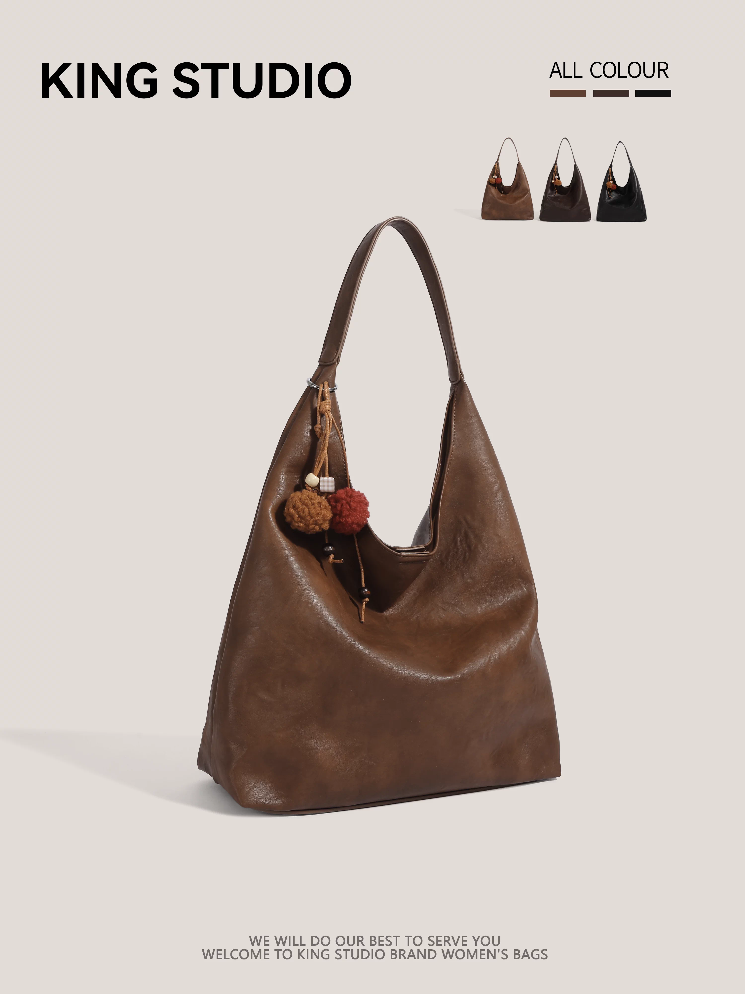 Túi đeo nách cỡ lớn Hàn Quốc dành cho nữ, mẫu mới thu đông 2025, thời trang retro, túi đeo vai đơn giản, túi tote đi làm