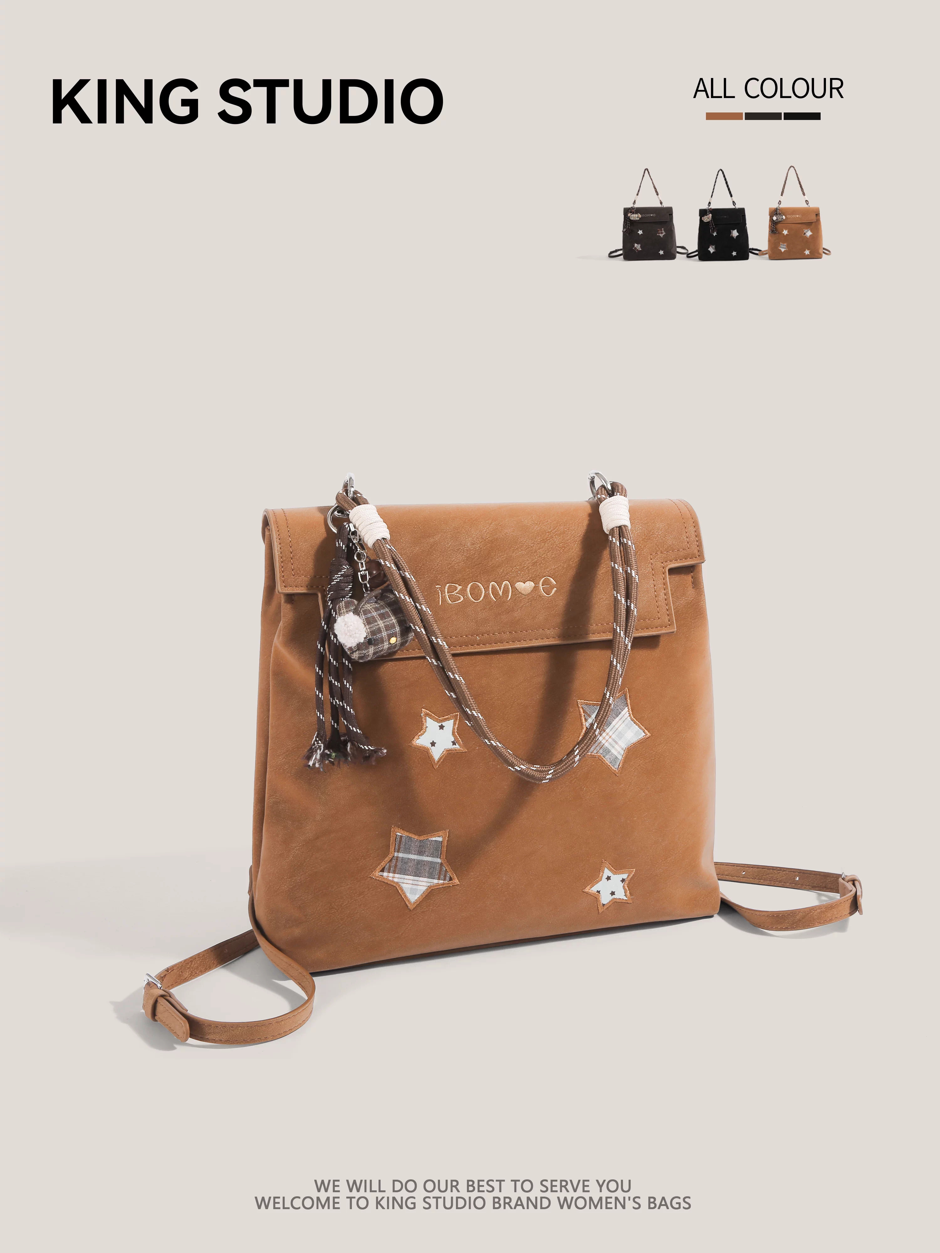 Ba lô sao retro chất liệu da lộn dành cho nữ 2026, mẫu mới thời thượng, dung tích lớn, dùng đi làm, du lịch, đeo chéo, đi học