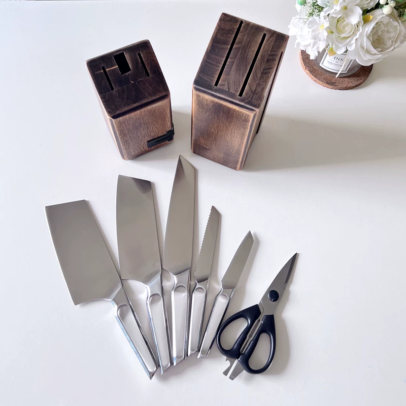 Bộ dao thép không gỉ nguyên bản của Đức, xuất khẩu, dùng trong nhà bếp, bao gồm dao bếp, dao thái, dao gọt hoa quả và các dụng cụ nhỏ đa năng.