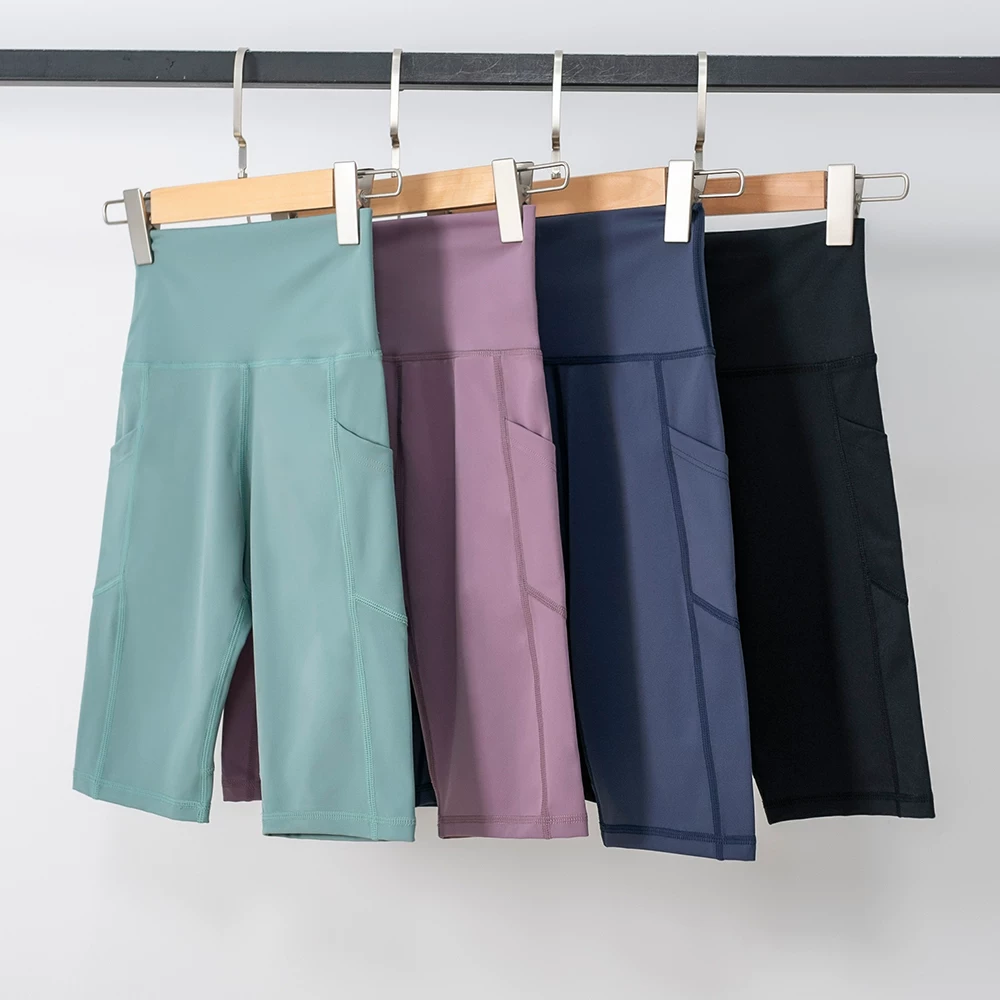Quần short thể thao, quần tập gym năm phần, phong cách Âu Mỹ, nâng mông đào, co giãn, ôm sát, nhanh khô, quần short yoga chạy bộ cạp cao dành cho nữ.