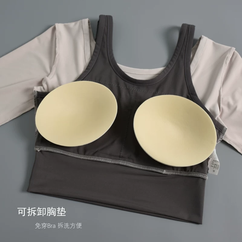 Áo thể thao giả hai mảnh có đệm ngực, đồ tập yoga cho nữ, kiểu ngắn, lộ rốn, giảm béo, tập luyện mùa hè và mùa thu, chạy bộ, tập thể dục, tay áo dài