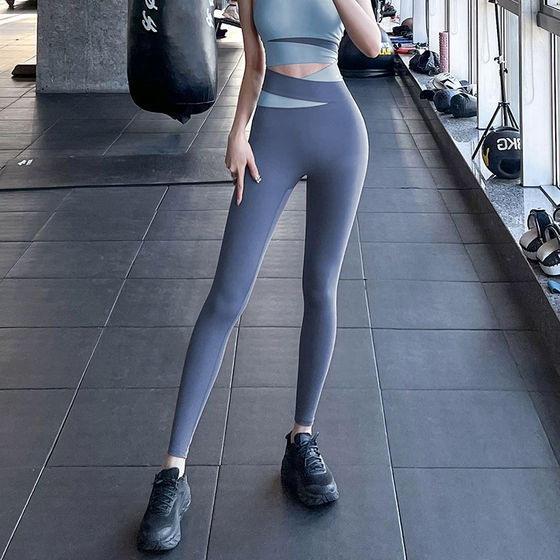 Quần tập thể dục nâng mông cạp cao dành cho nữ, bộ đồ tập yoga chuyên nghiệp phối màu, đồ lót chạy bộ giảm béo mùa hè, quần legging thể thao.