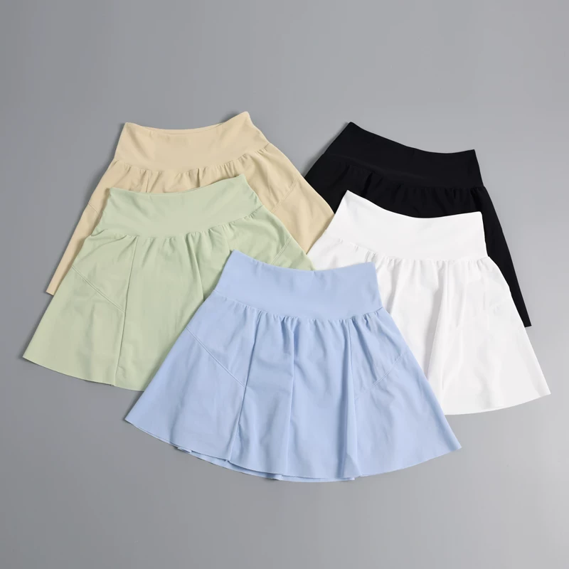 Váy ngắn thể thao có quần short bên trong, váy tập yoga chống lộ, quần chạy bộ nhanh khô, quần tennis, quần xếp ly cầu lông, kiểu dáng mỏng mùa hè.