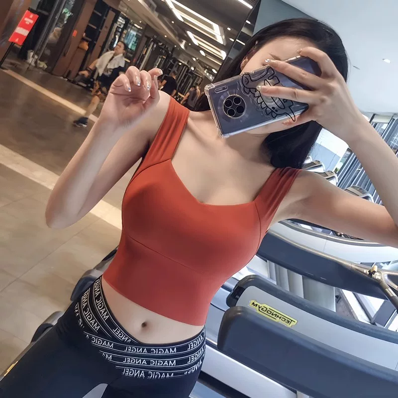 Áo ngực thể thao dây đeo rộng, kiểu áo vest, lớp lót mùa thu, chống sốc, nâng đỡ, thoáng khí, thích hợp cho chạy bộ, yoga, chuyên nghiệp.