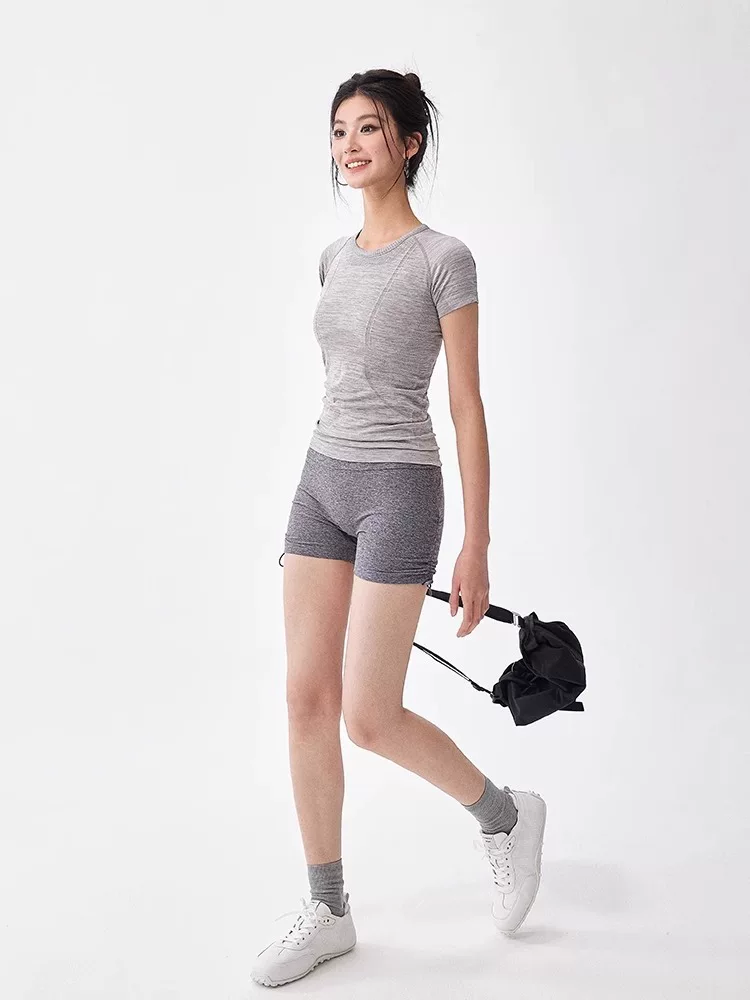 Quần short tập yoga cho nữ, quần short thể thao chạy marathon cao cấp mùa hè, cạp cao, ôm bụng, quần tập thể dục giảm béo.