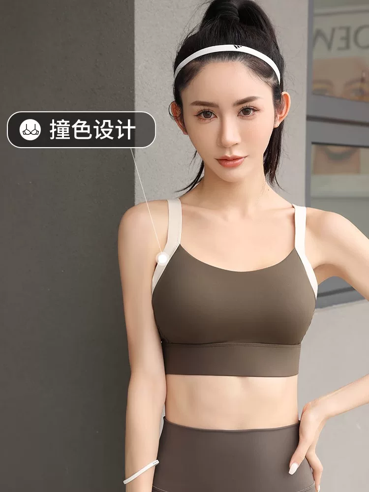Áo ngực thể thao dành cho nữ cỡ lớn, thiết kế lưng chéo, tập yoga, tập thể dục, phối màu, áo ngực liền thân.