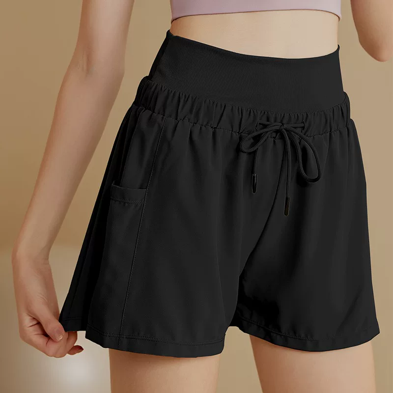 Quần short tập gym cho nữ, kiểu hai mảnh, cạp cao, nhanh khô, co giãn, chống lộ, quần short thể thao, mẫu mới hè 2023.