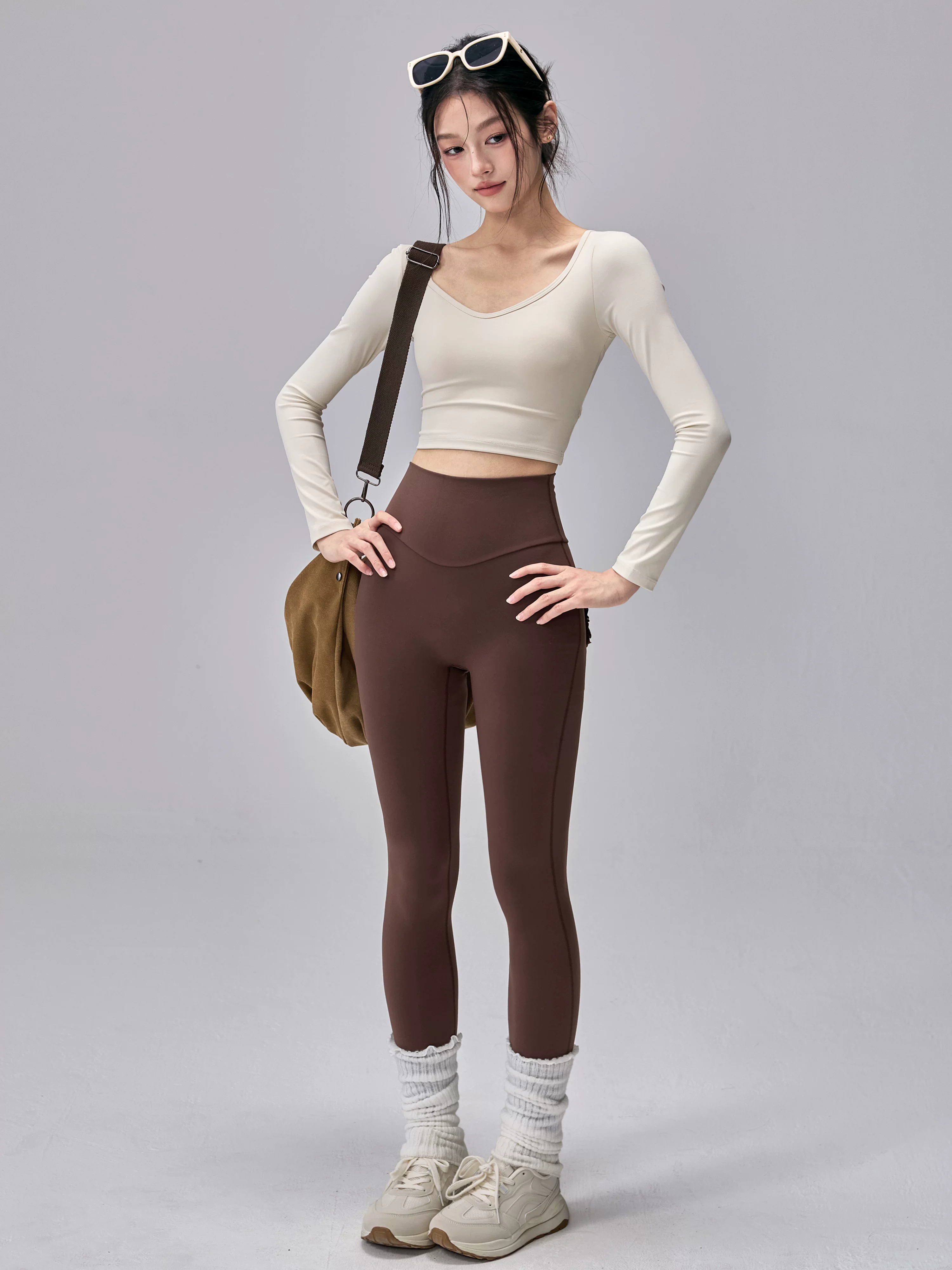 Quần tập yoga nâng mông đào cho nữ tập thể hình eo cao kiểm soát bụng giảm béo chạy bộ tập Pilates quần thể thao bó sát mới