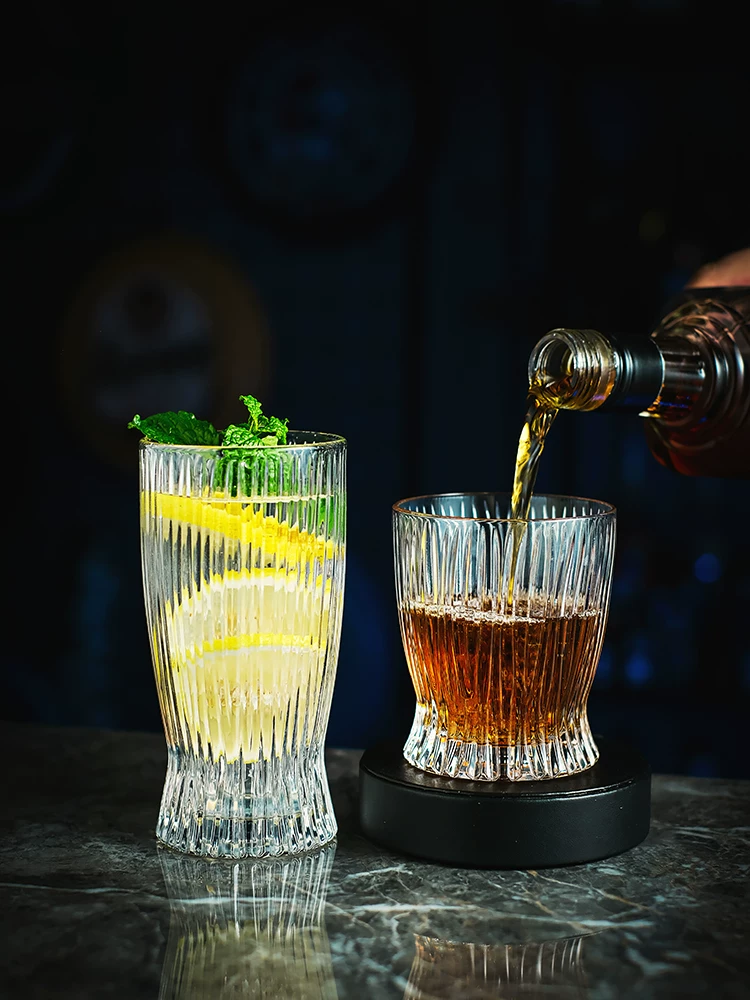 Ly rượu whisky kiểu Nhật, ly sọc dọc phong cách ins, ly rượu cao cấp cổ điển, ly cocktail, ly rượu trái cây