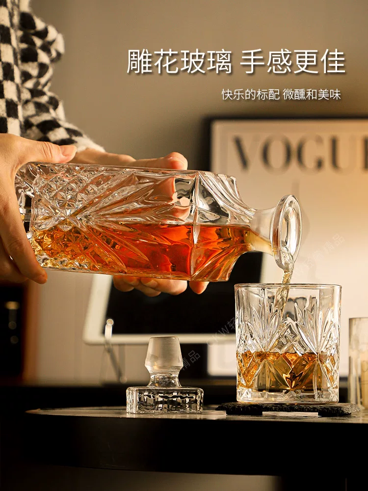 Bộ ly và bình rượu whisky cao cấp CKW dùng trong nhà, ly rượu, bình rót rượu, phụ kiện rượu vang, bình đựng rượu