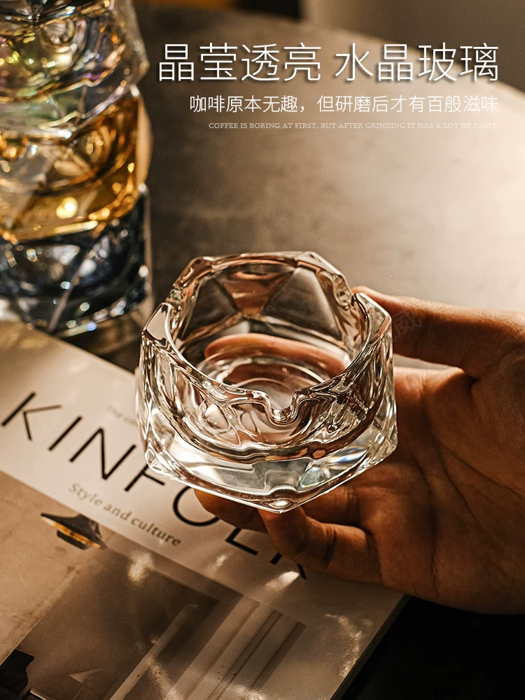 Gạt tàn thủy tinh sáng tạo dùng trong gia đình, phong cách sang trọng nhẹ nhàng với cảm giác cao cấp, gạt tàn hình khối, gạt tàn hình học chống bụi, vật trang trí phòng khách nhỏ.