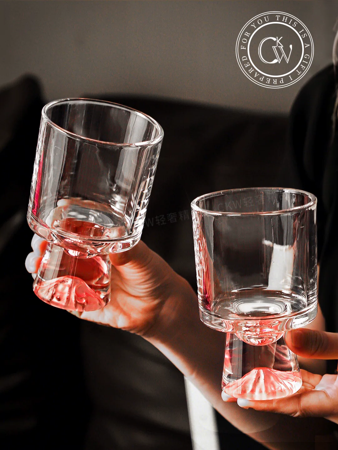 Cốc CKW cốc thủy tinh màu hồng cốc nước cốc nước cao cấp sáng tạo cốc uống nước cao cốc nước ép núi cốc cocktail