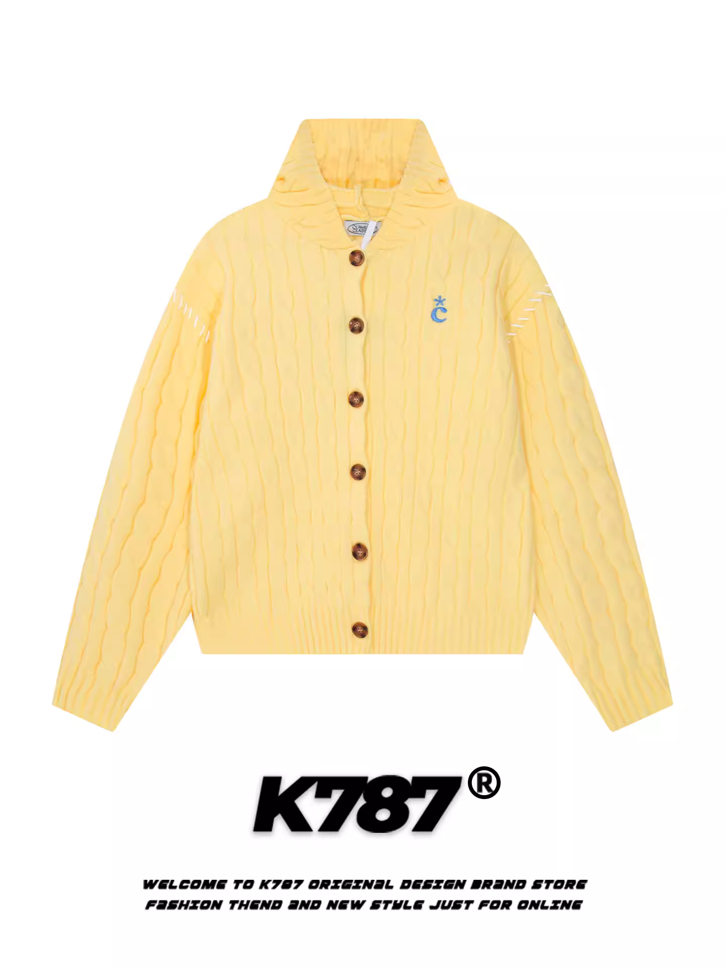 Áo len cardigan có mũ kiểu Mỹ cổ điển K787 dành cho nữ, phong cách mùa thu đông, dáng rộng, trẻ trung, chất liệu dệt kim